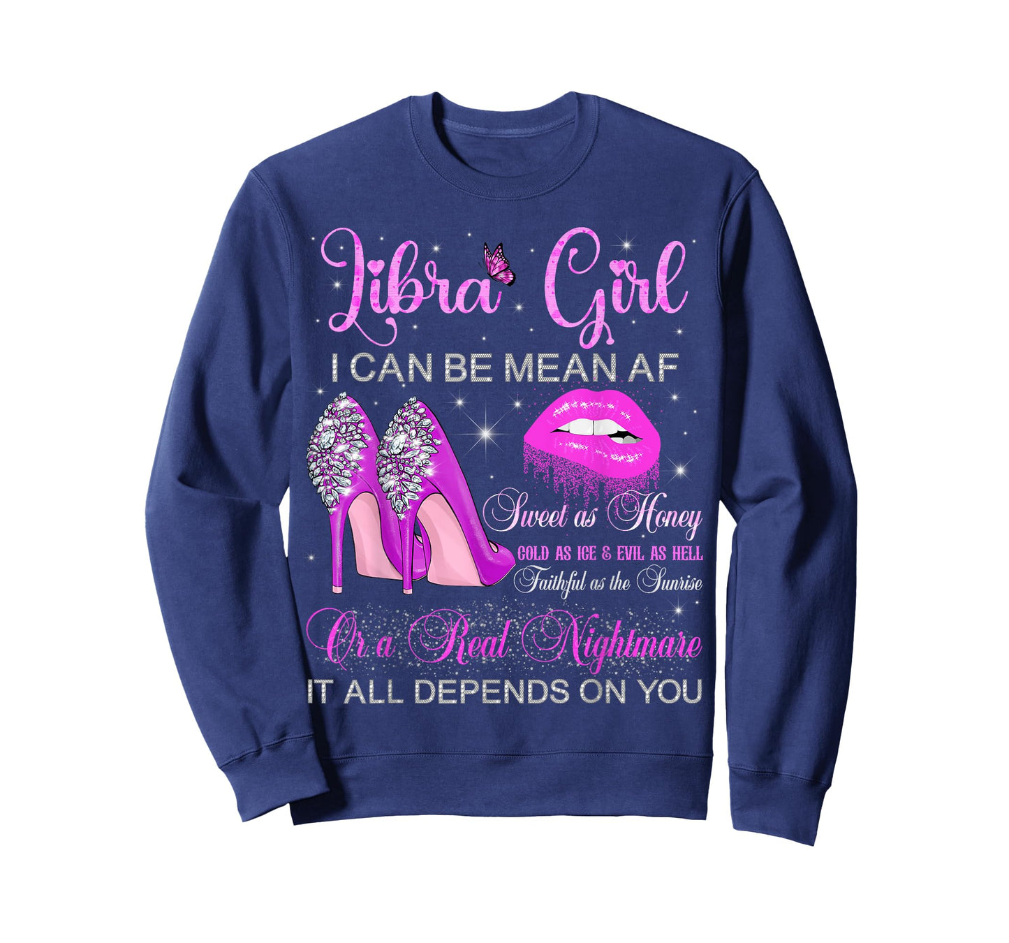 Libra Girl Birthday High Heels Dripping Lips Butterfly T-Shirt