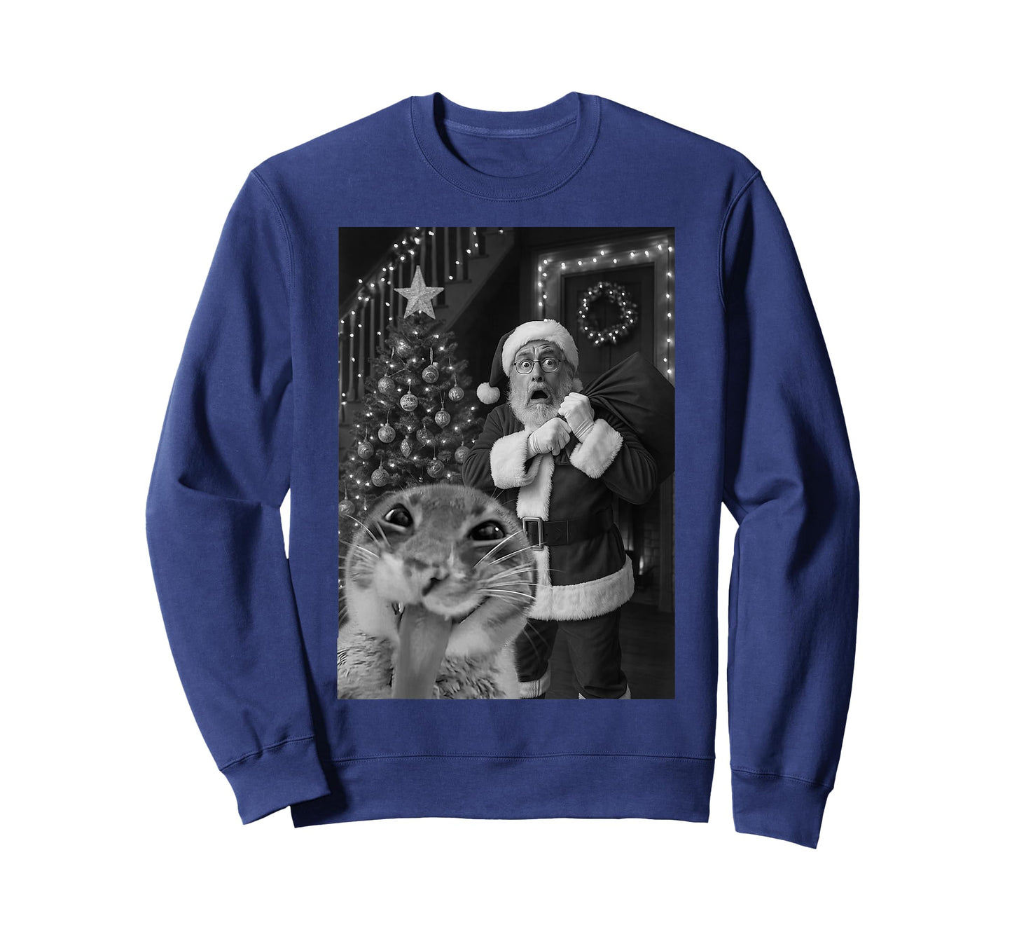 Cat Taking A Selfie Santa Christmas Xmas Pajamas Holiday T-Shirt