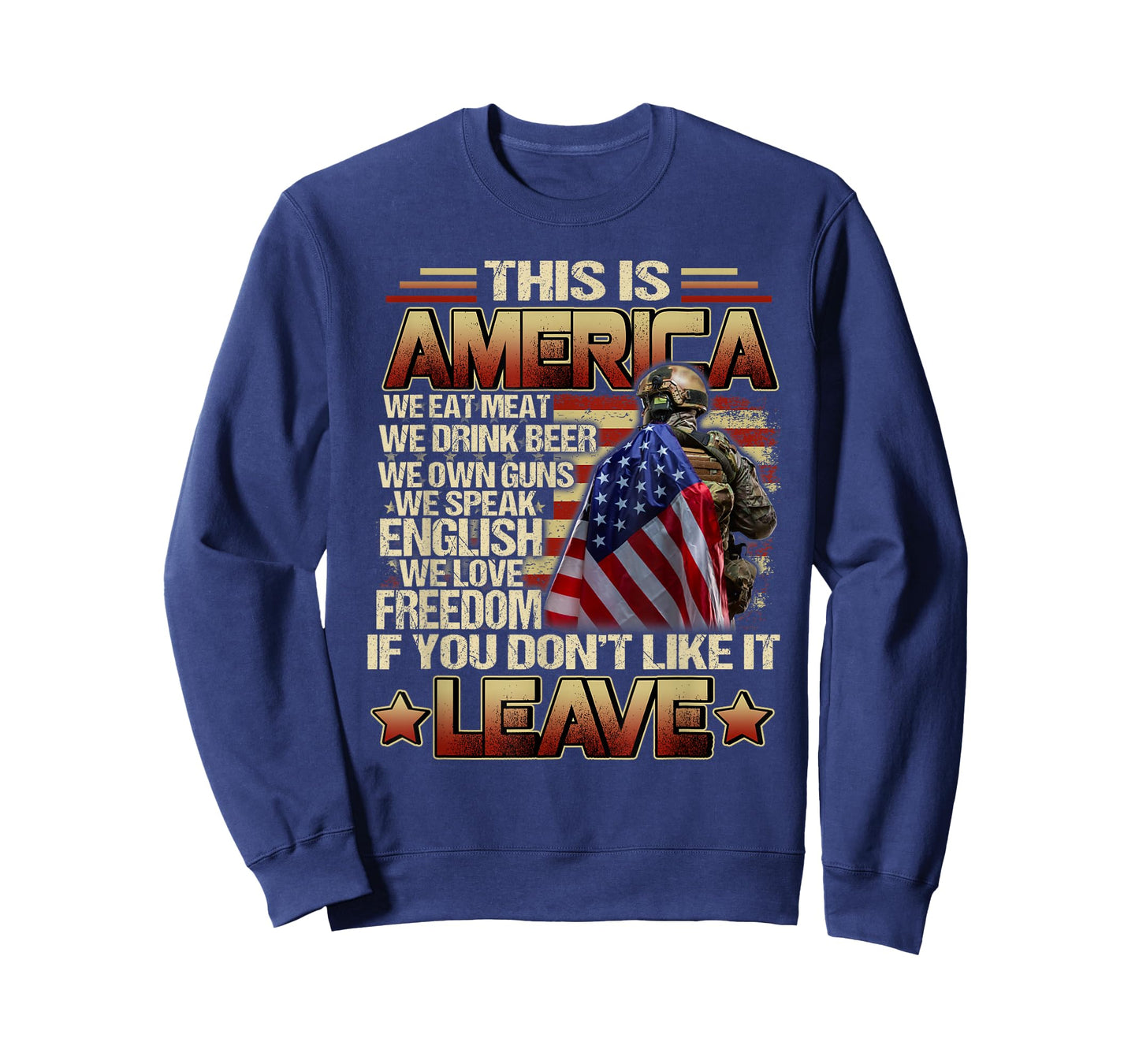 Funny Design This Is America We Eat Meat We Drink Beer T-Shirt