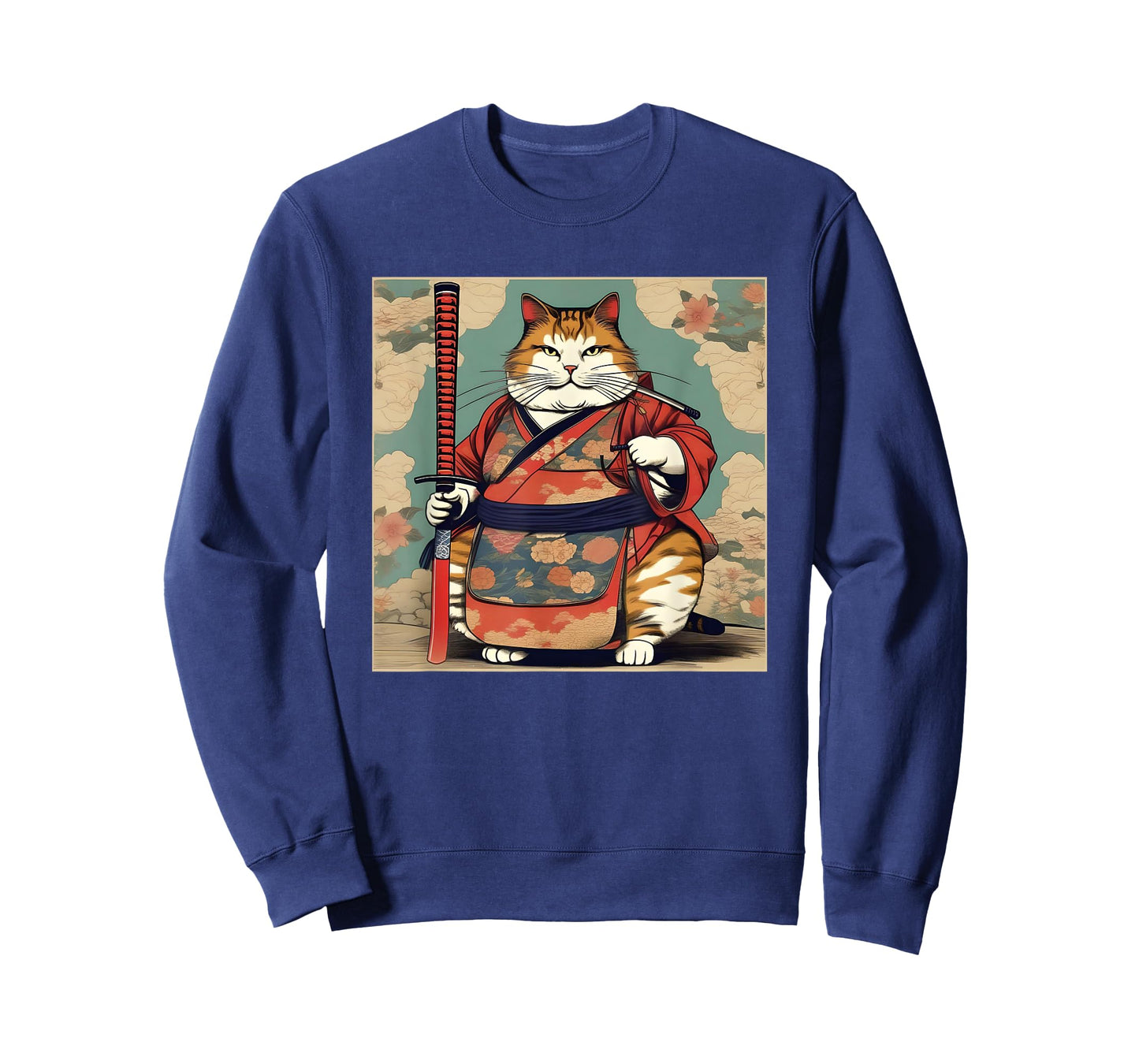 Funny Fat Cat Samurai katana Fat Kitten Cat Lover T-Shirt