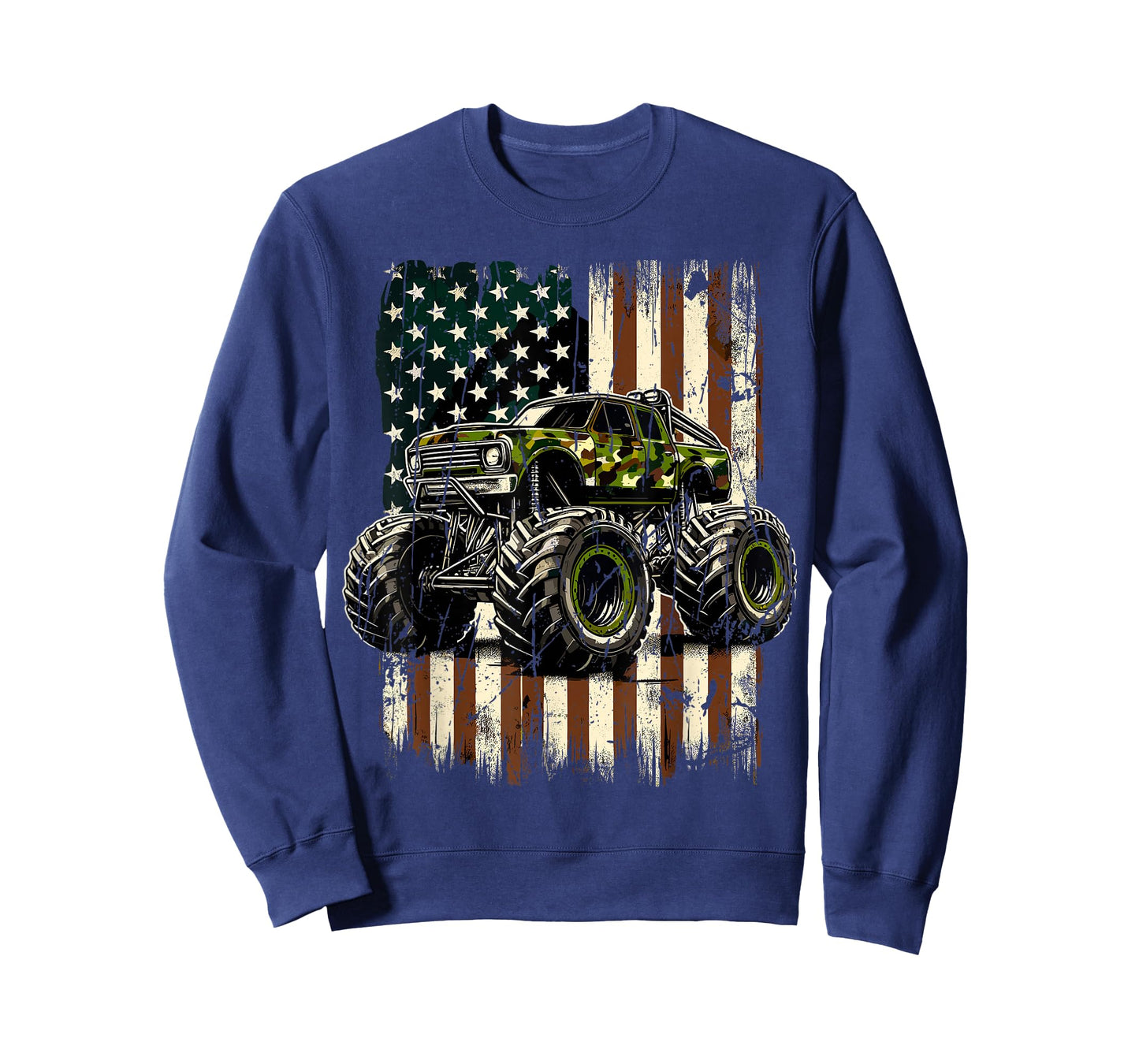 Monster Trucks USA Flag 4th July Monster Truck T-Shirt