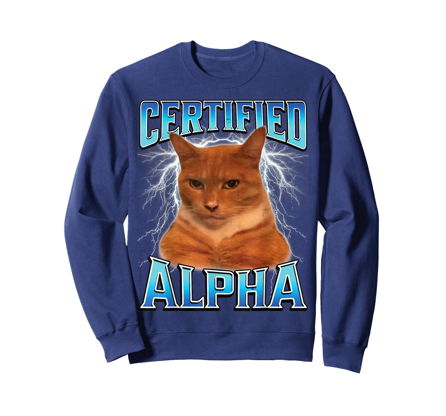 Certified Alpha Funny Staring Cat Meme Sarcastic Silly Cat T-Shirt for Men Women Kids