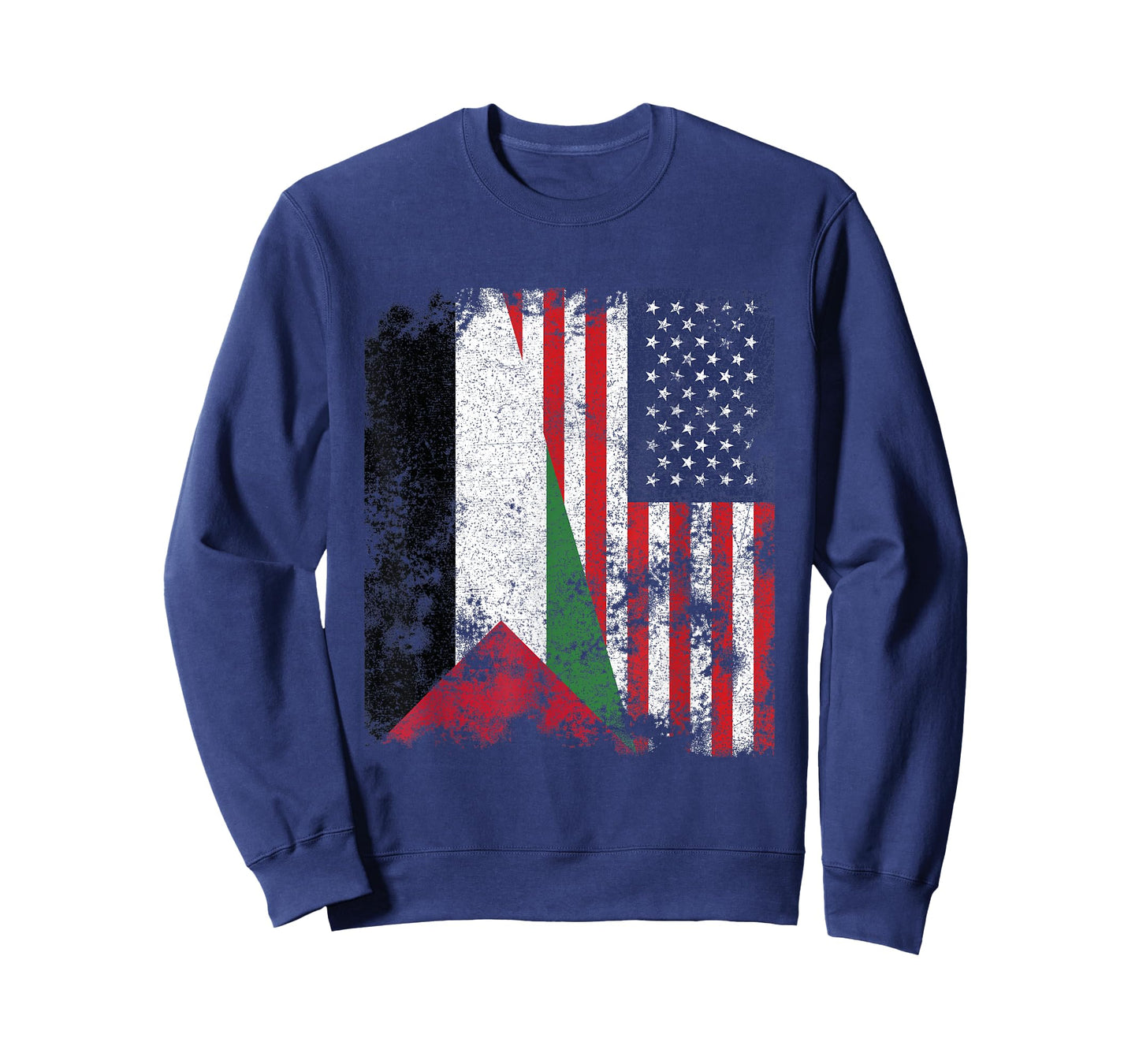Palestine USA Flag Distressed - Half American T-Shirt