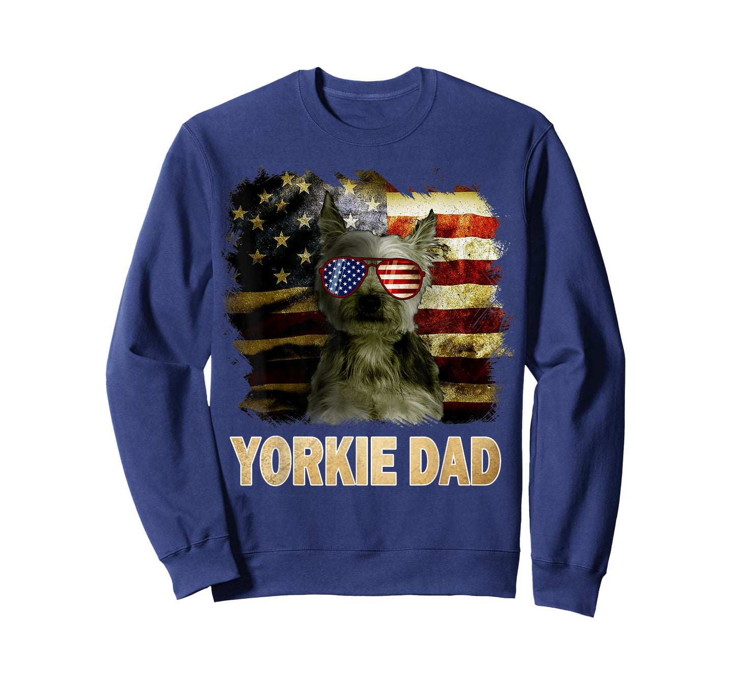 Best Yorkie Dad Ever American Flag 4th Of July Dog Lover T-Shirt