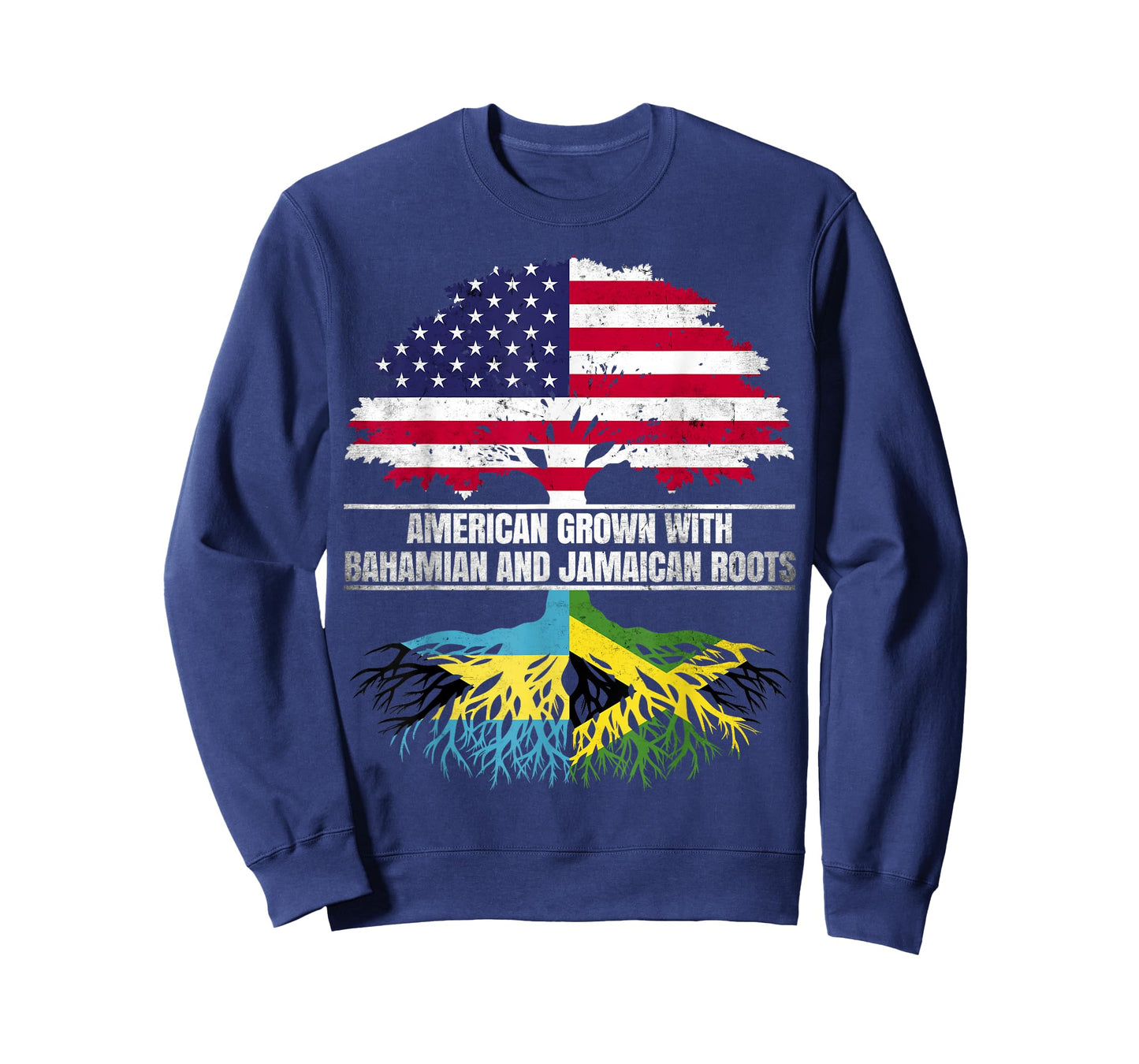 American Grown with Flag Heritage Bahamian Jamaican Roots T-Shirt
