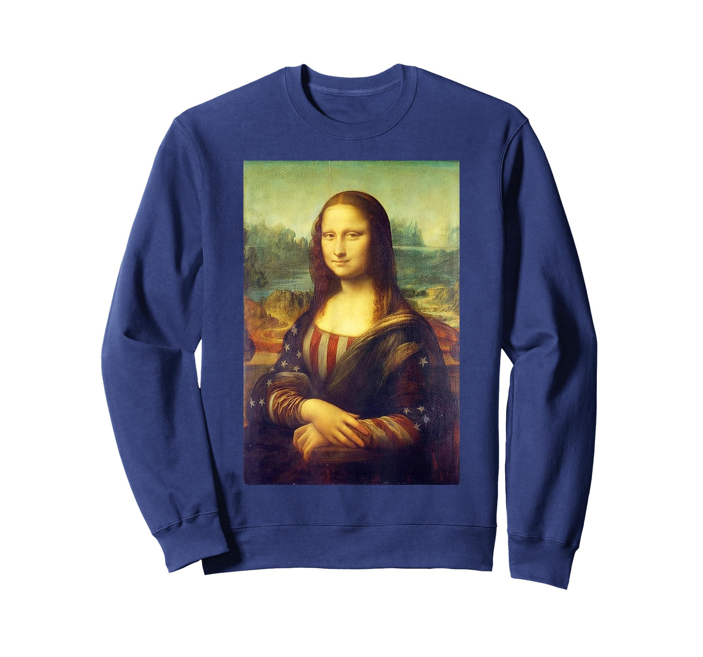 Mona Lisa USA Flag Stars Funny Patriotic Parody 4th of July T-Shirt