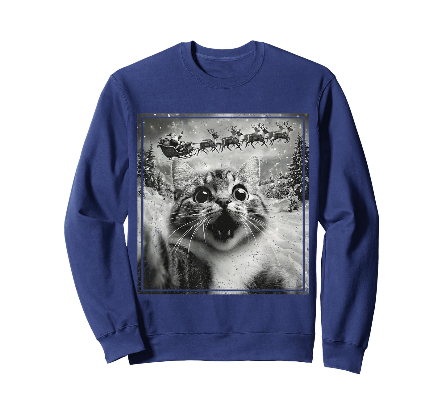 Santa Reindeer Selfie Cat Funny Christmas Tee T-Shirt