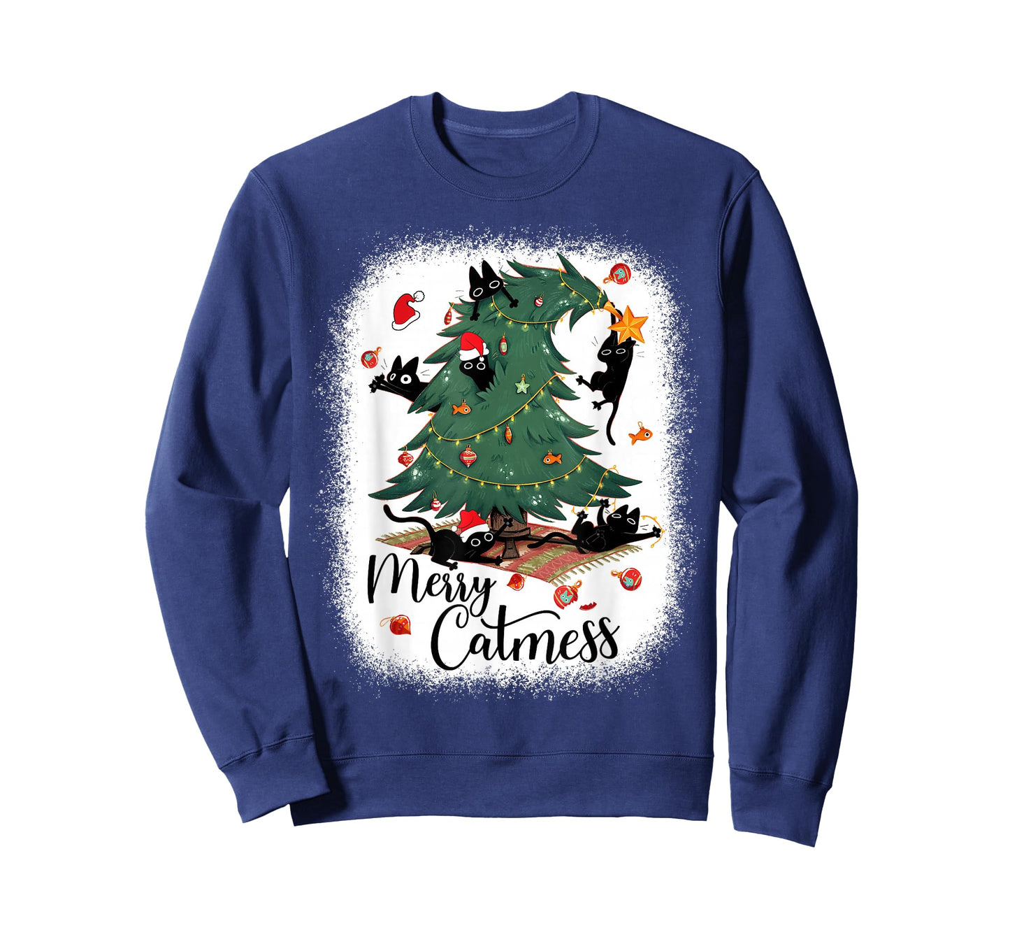 Funny Cats Christmas Tree Merry Catmess Black Cat Kittens T-Shirt