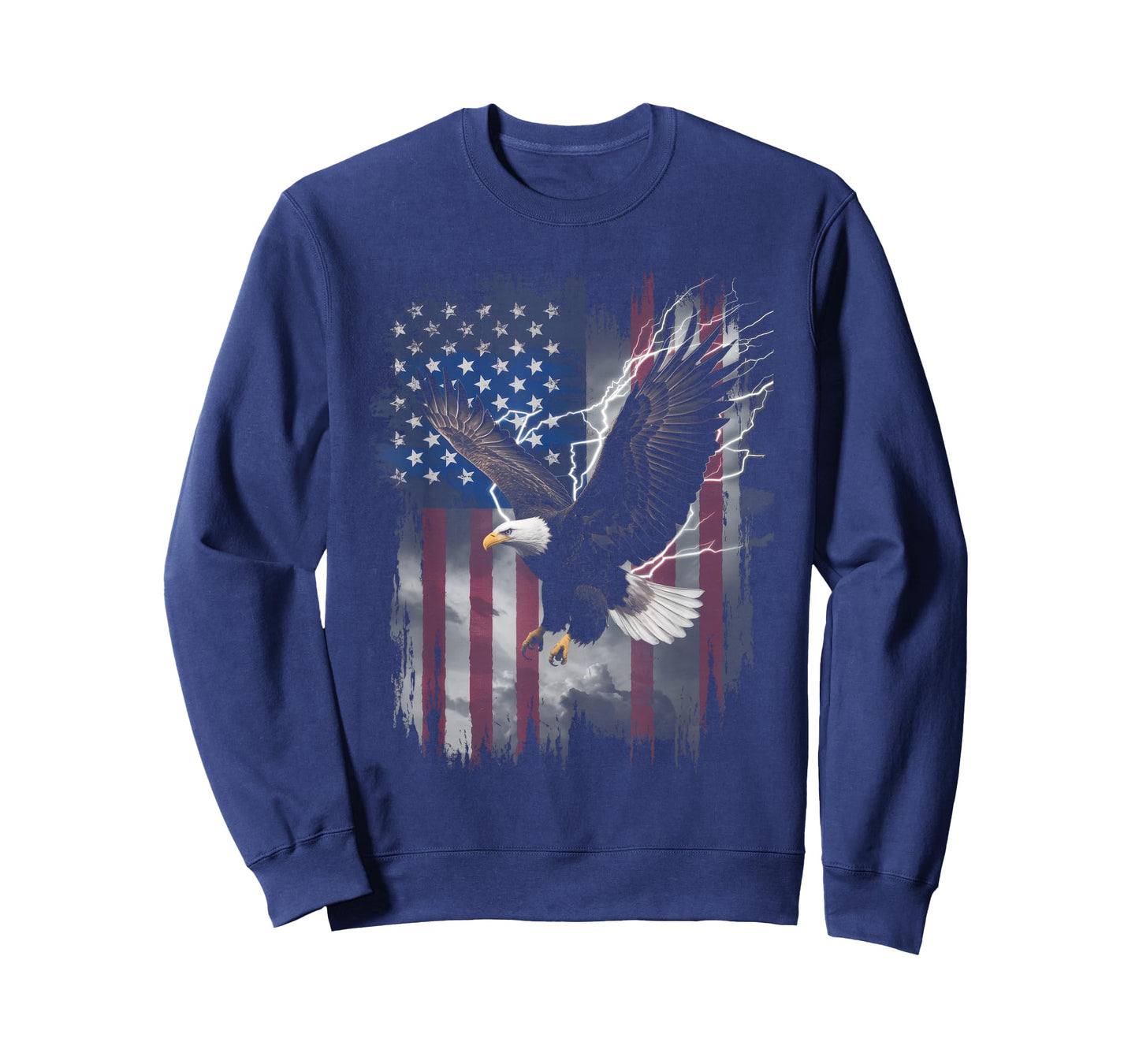 American Bald Eagle Lightning USA Flag Patriotic Freedom T-Shirt