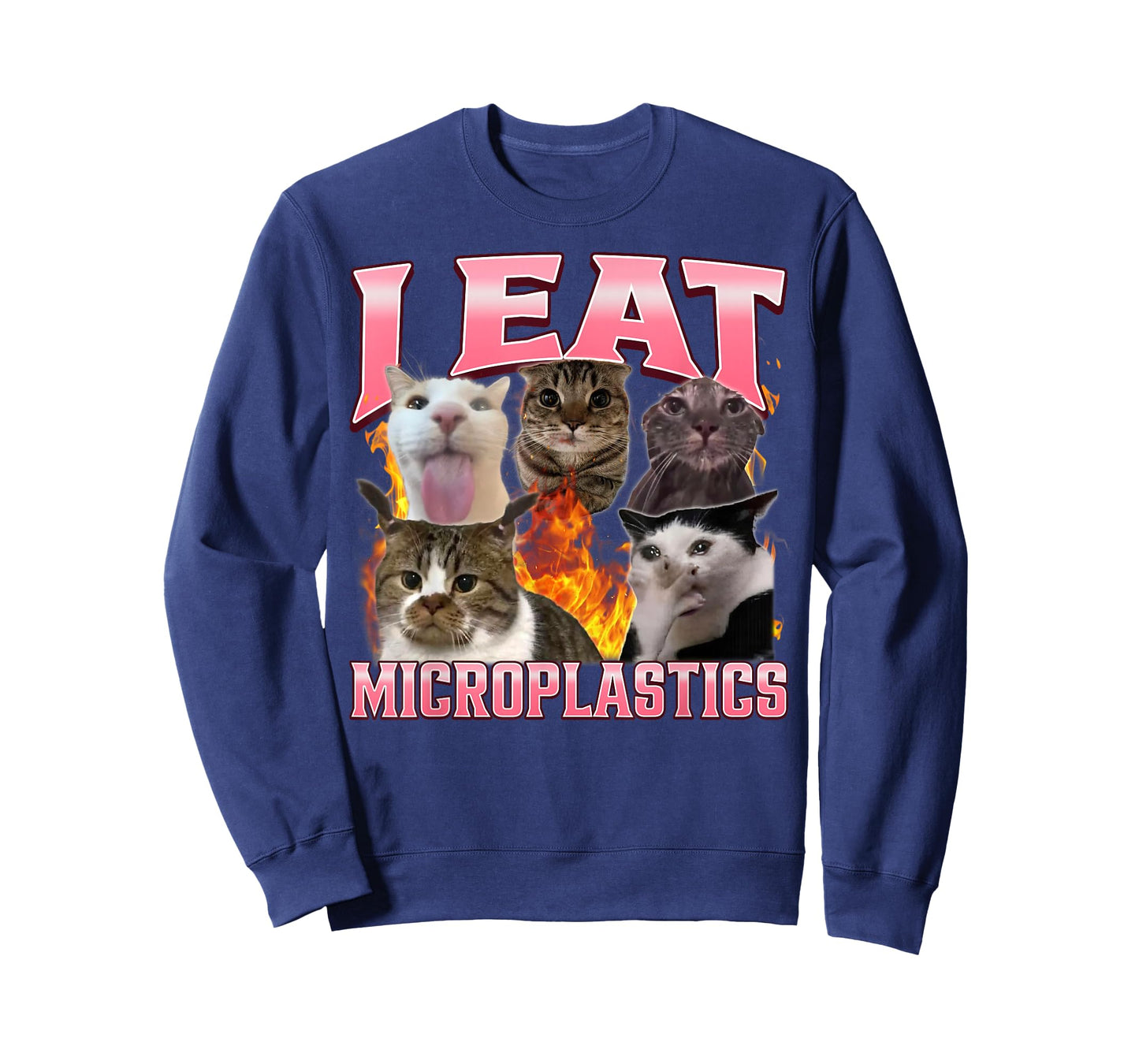 Funny I Eat Microplastics Humor Cat Meme Bootleg Graphic T-Shirt