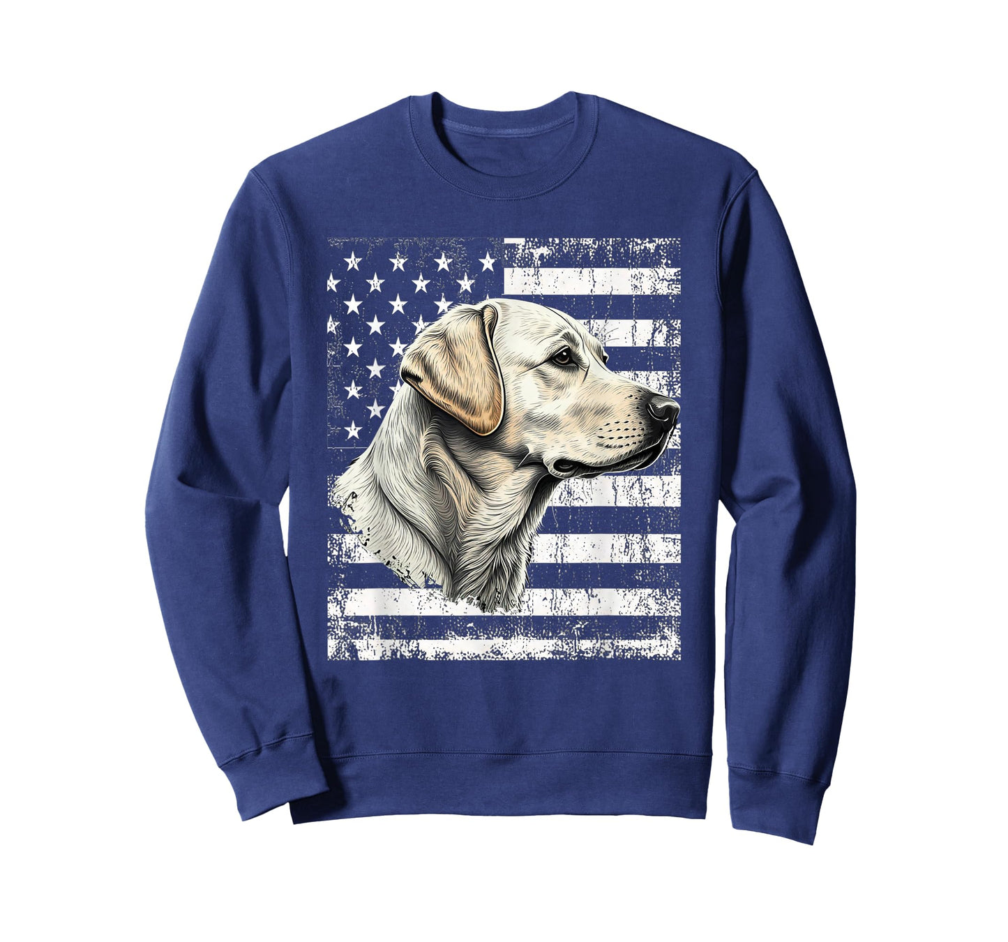 Patriotic USA Flag Yellow Labrador Distressed Retro Design T-Shirt