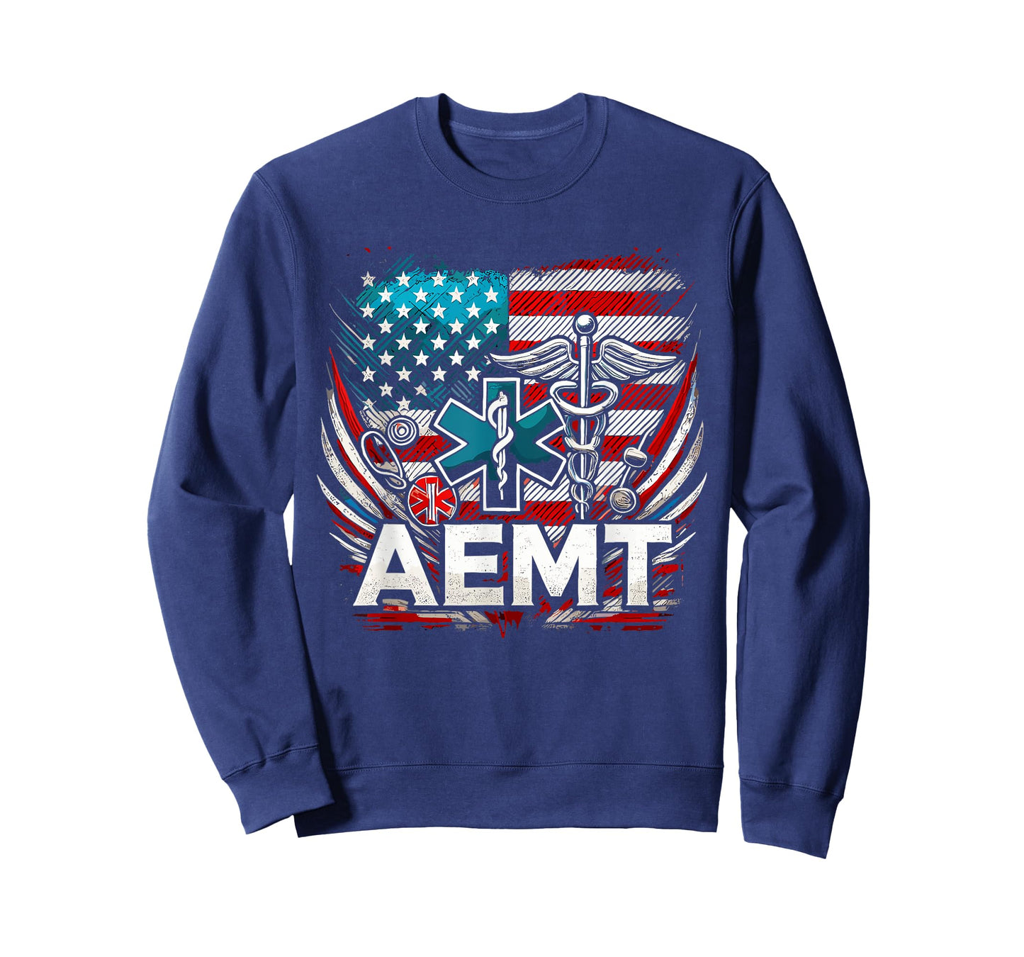 AEMT USA Flag Patriotic Medical Medical Technician T-Shirt