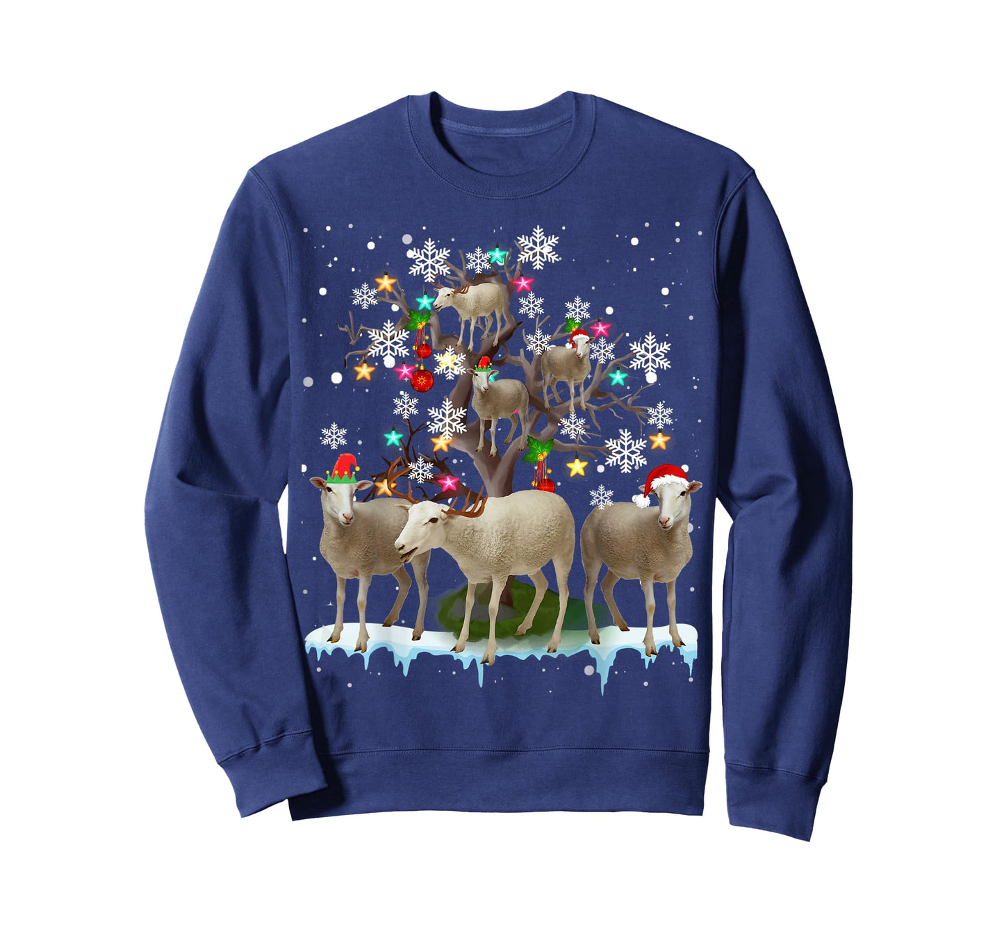 Christmas Sheep On Tree Funny Santa Sheep Lover Gifts T-Shirt