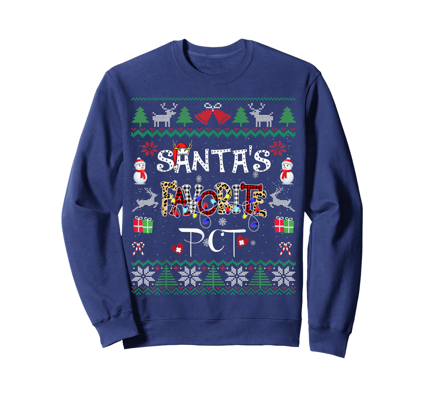 Christmas Ugly Santa's Favorite PCT Patient Care Technician T-Shirt