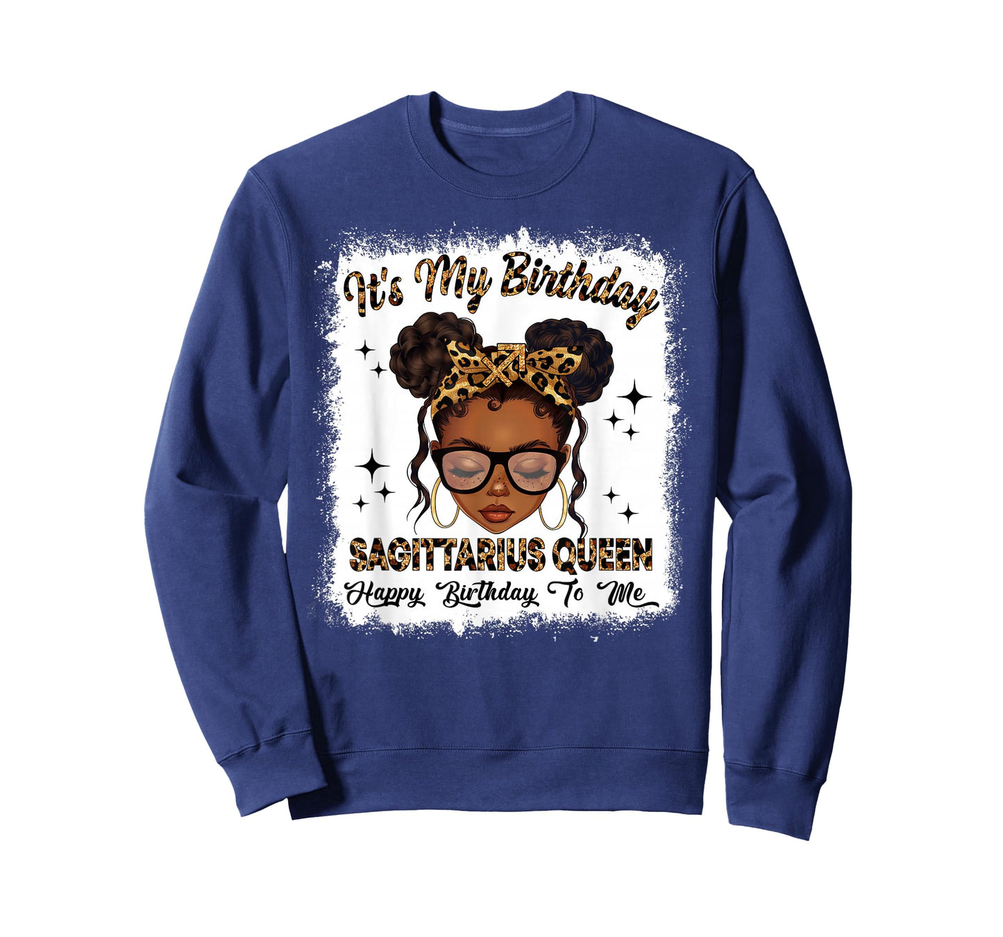 Sagittarius Queen Messy Bun Zodiac Sign Birthday Woman Girl T-Shirt