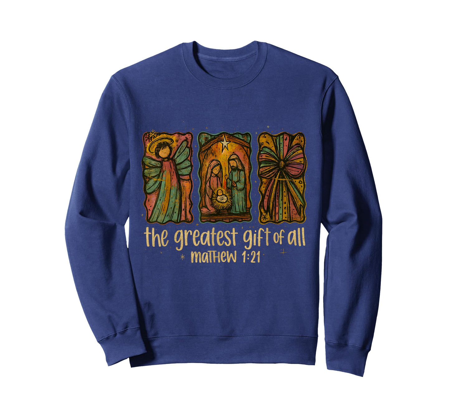 Matthew 1:21 Nativity Greatest Gift Vintage Faith Art T-Shirt