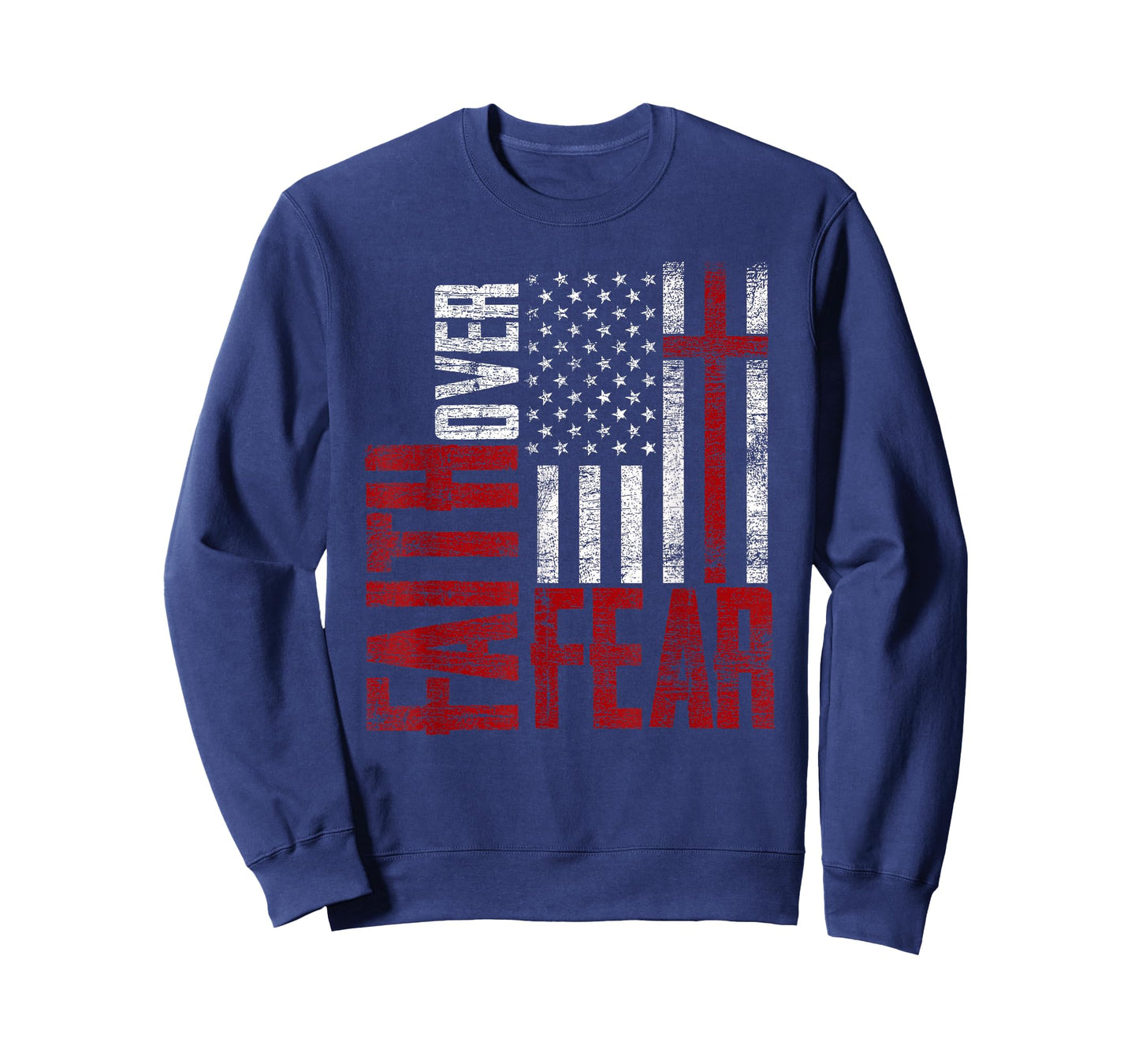 Patriotic Devotee USA Flag Cross Faith Over Fear Jesus T-Shirt