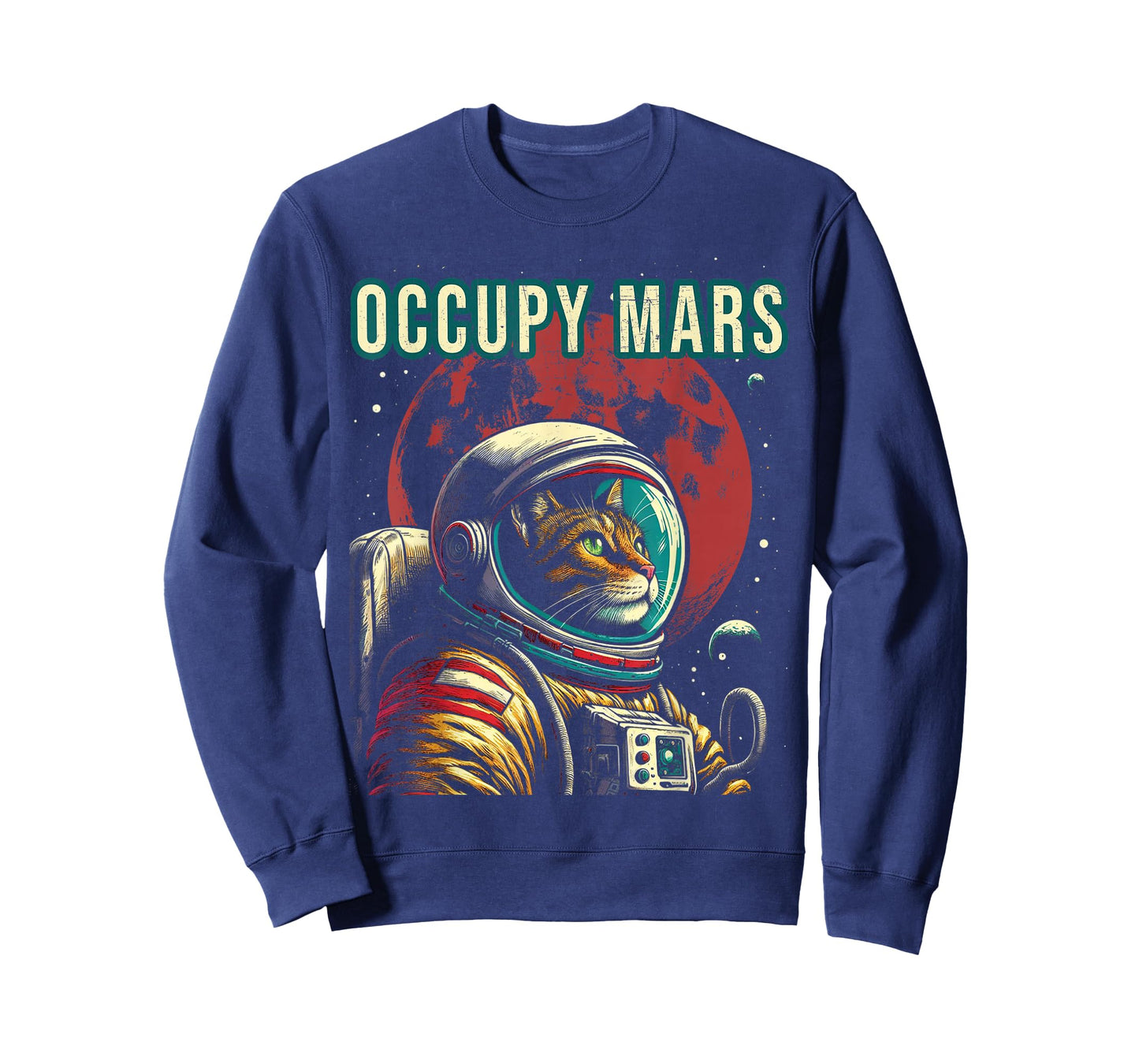 Occupy Mars - Funny Cat Astronaut Retro T-Shirt