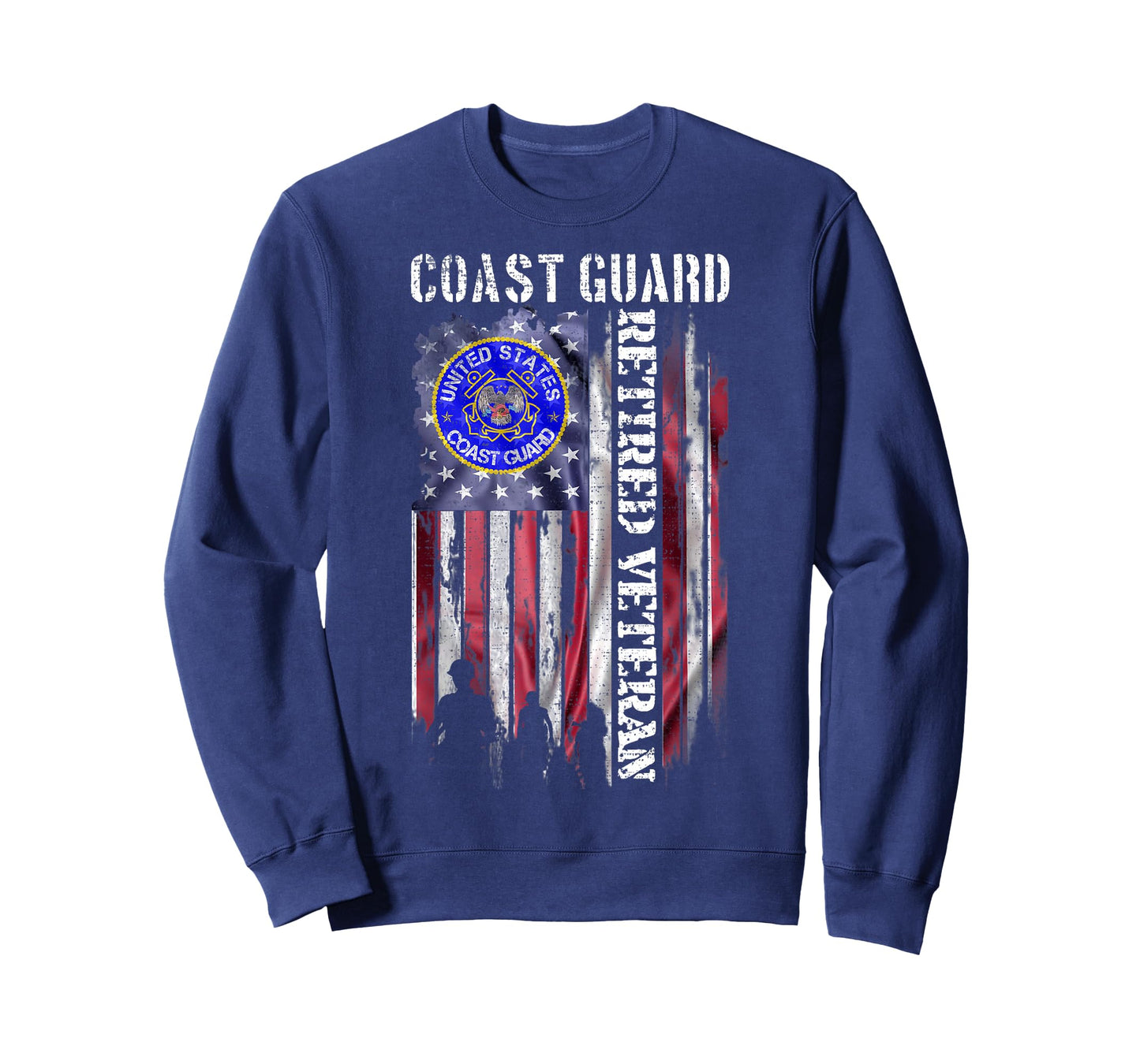 Vintage USA American Flag Coast Guard Proud Retired Veteran T-Shirt