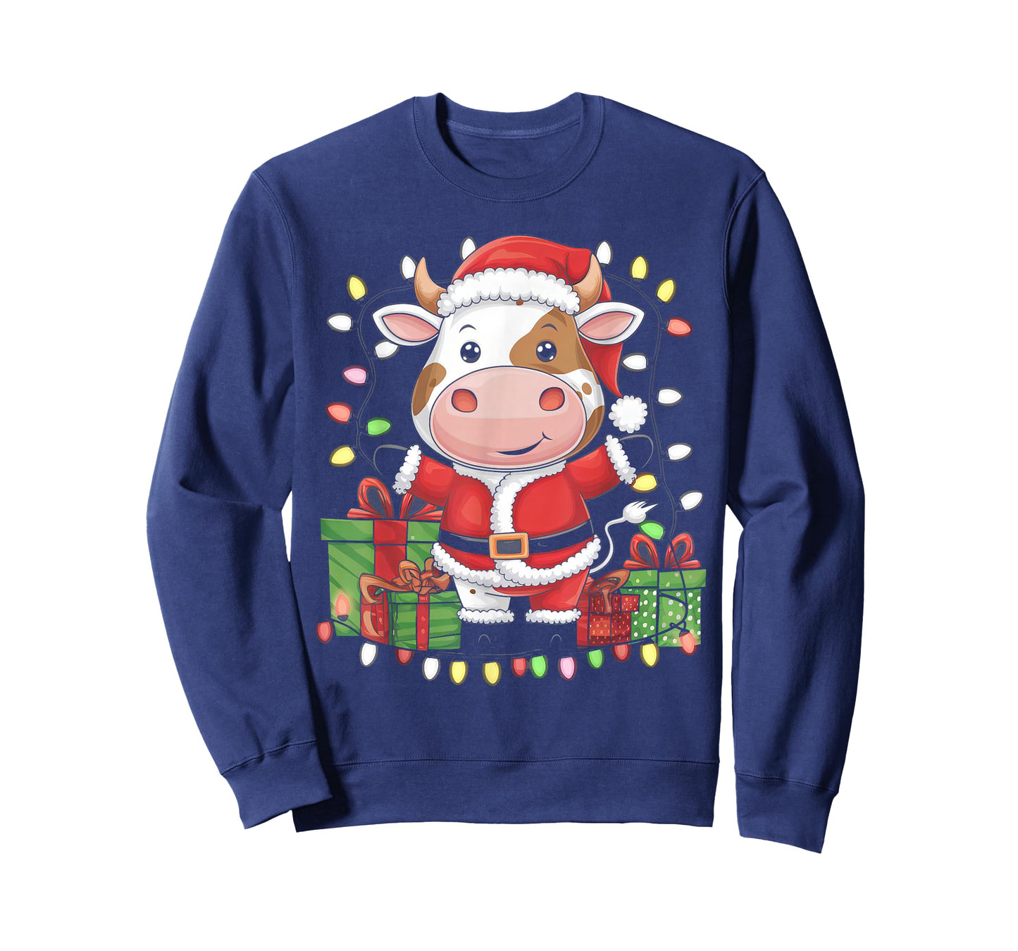 Cow Christmas Tree Xmas Lights for Cow Animal Lover Farmer T-Shirt