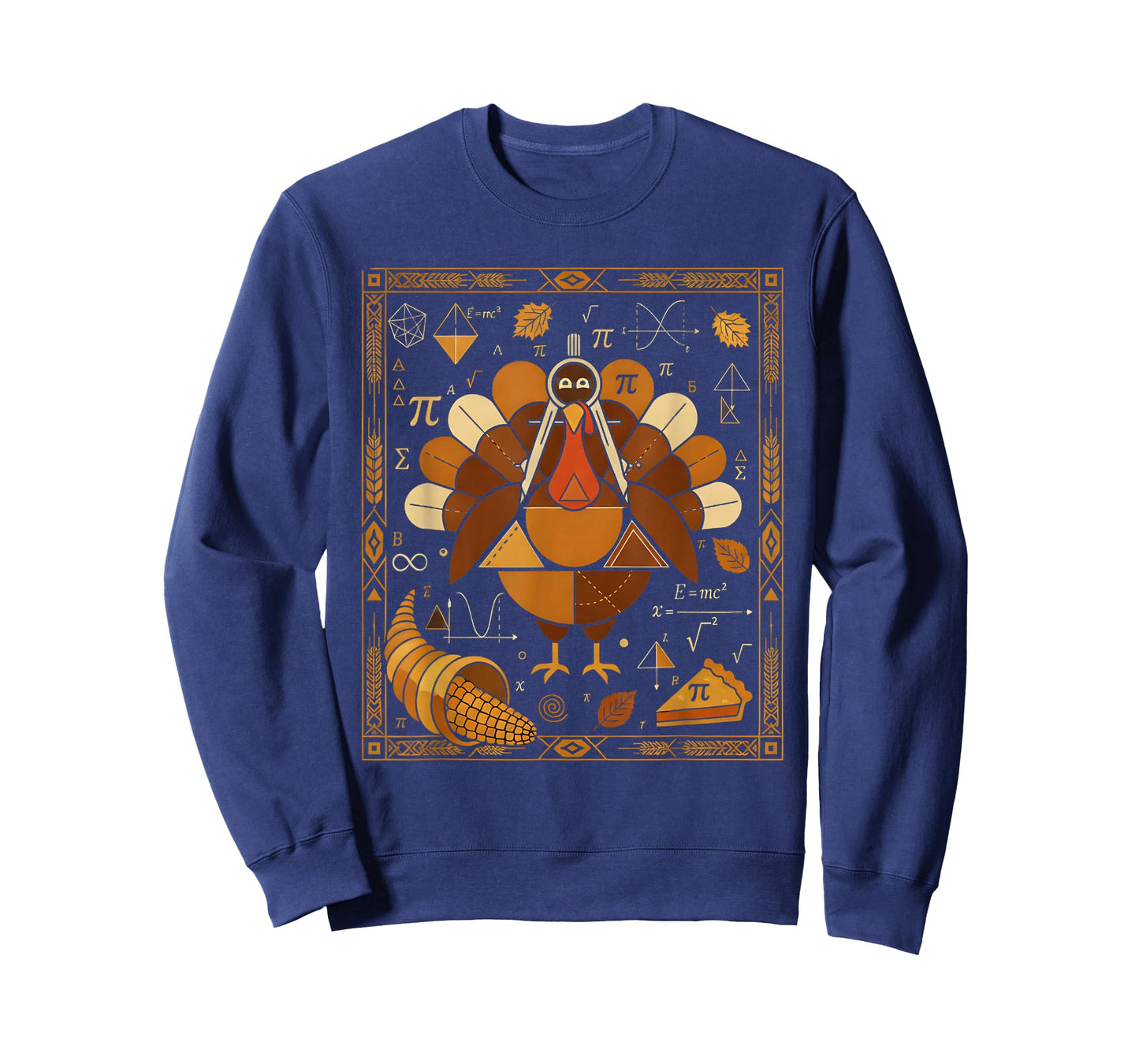 Funny Math Turkey Teacher Thanksgiving Geometric Pi Equation T-Shirt