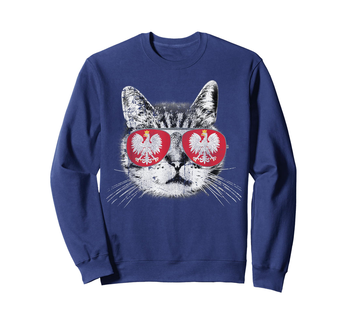 Polish Poland - Flag Cat Vintage Men Women Graphic Cool T-Shirt