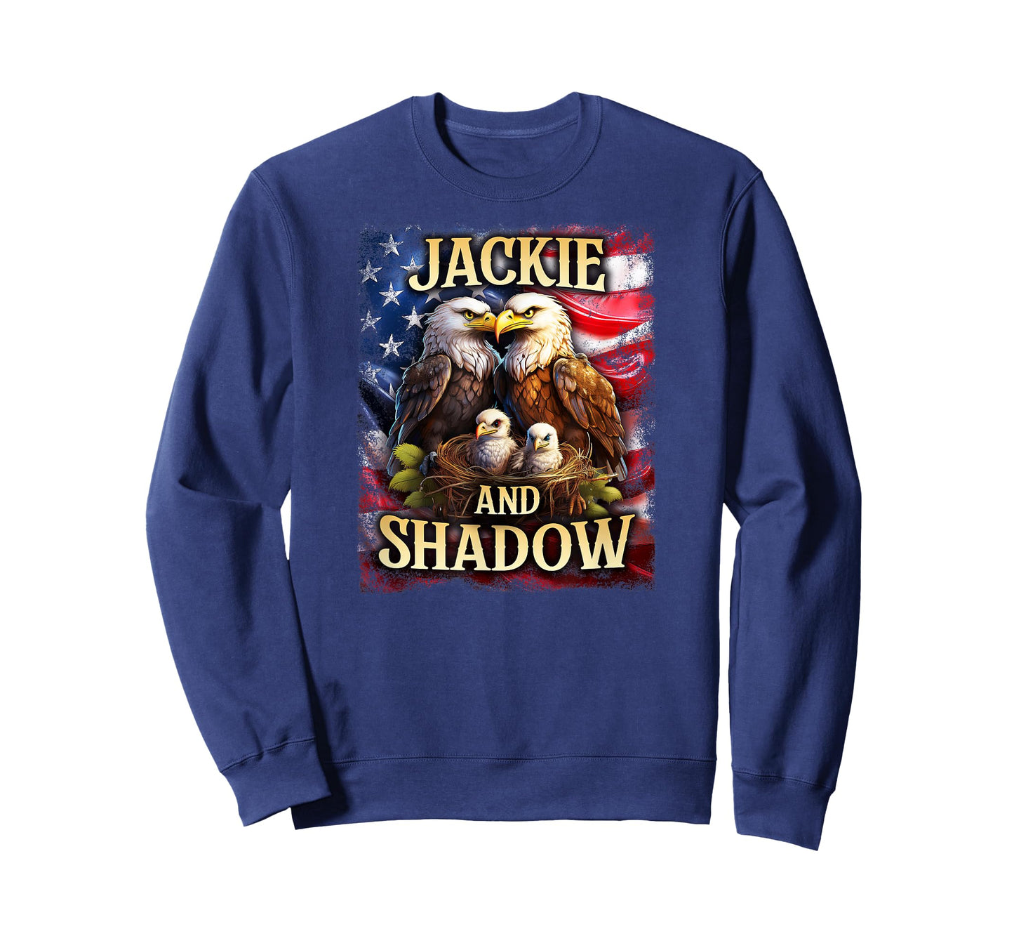 Jackie And Shadow Bald Eagle On US American Flag T-Shirt