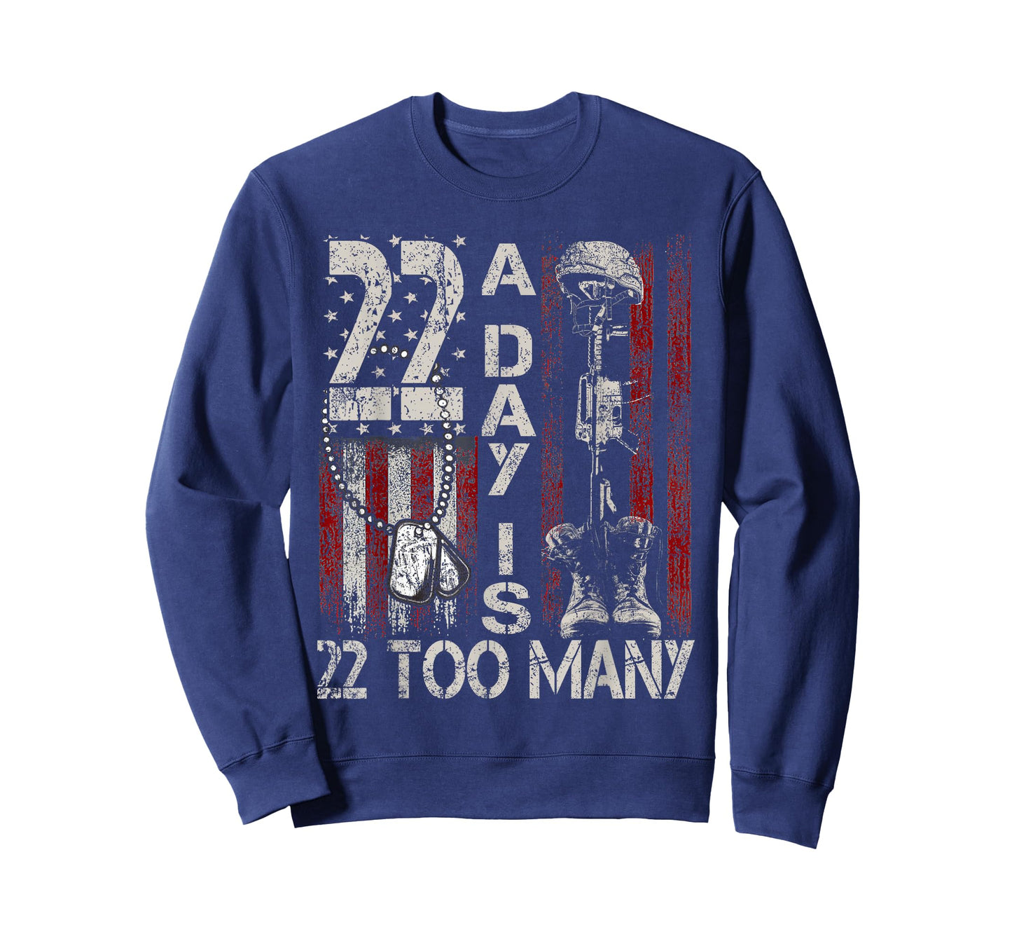 22 A Day Is 22 Too Many Veteran Lives Matter USA Flag T-Shirt