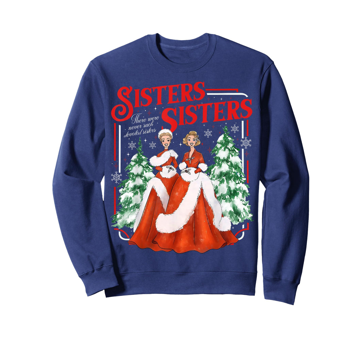 Devoted Sisters Merry Christmas White Xmas Snowflake Holiday T-Shirt