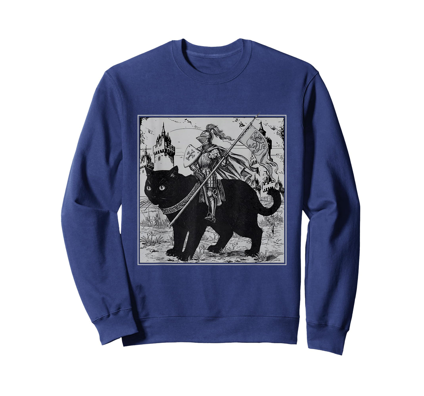 Knight Cat Rider Vintage 90s Medieval Knight Riding Cat T-Shirt