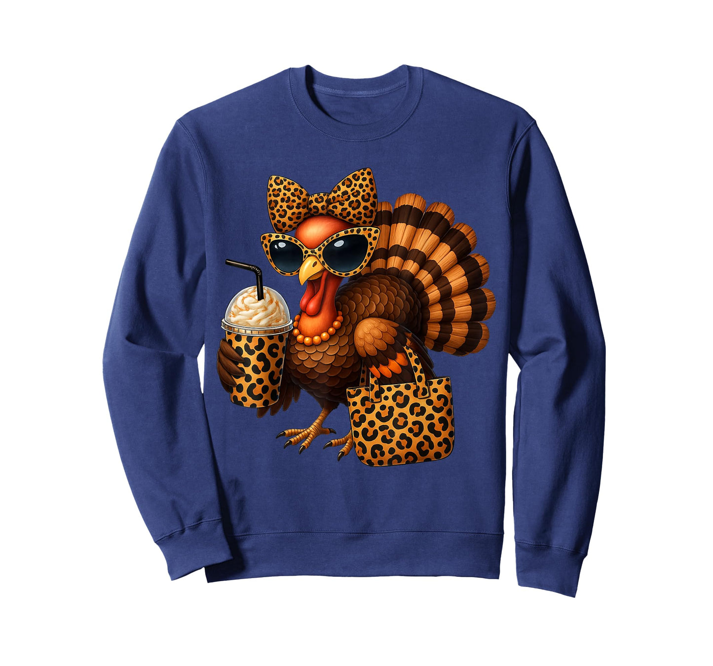 Turkey with Coffee Coquette Bow Thanksgiving Women Girl T-Shirt