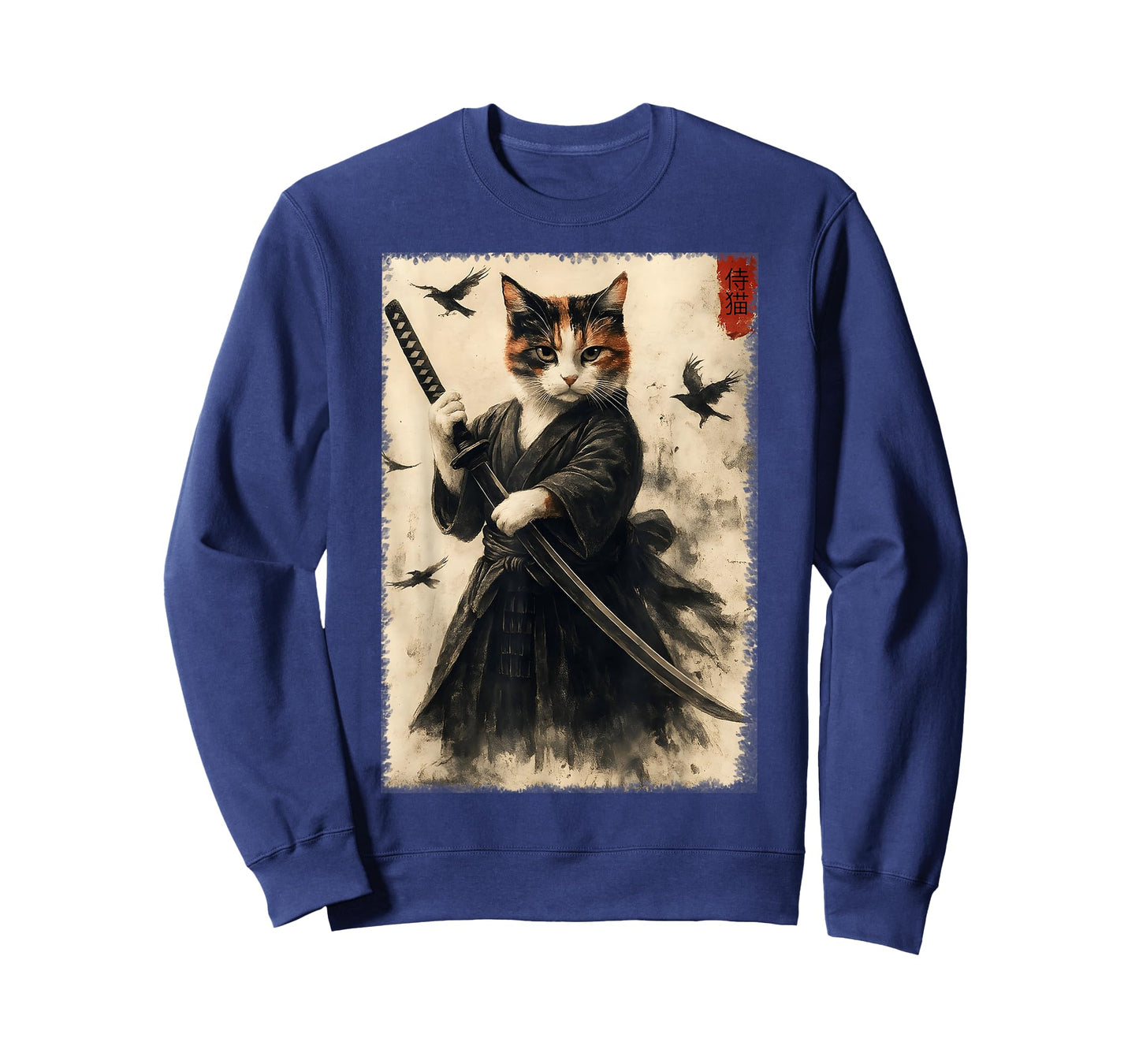 Funny Japanese Samurai Cat Kitten Men Women Kids T-Shirt