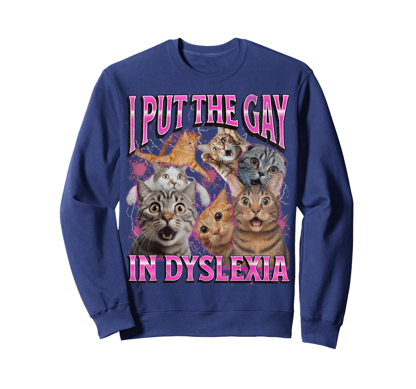 I Put The Gay In Dyslexia Funny Cat Meme Bootleg Graphic T-Shirt