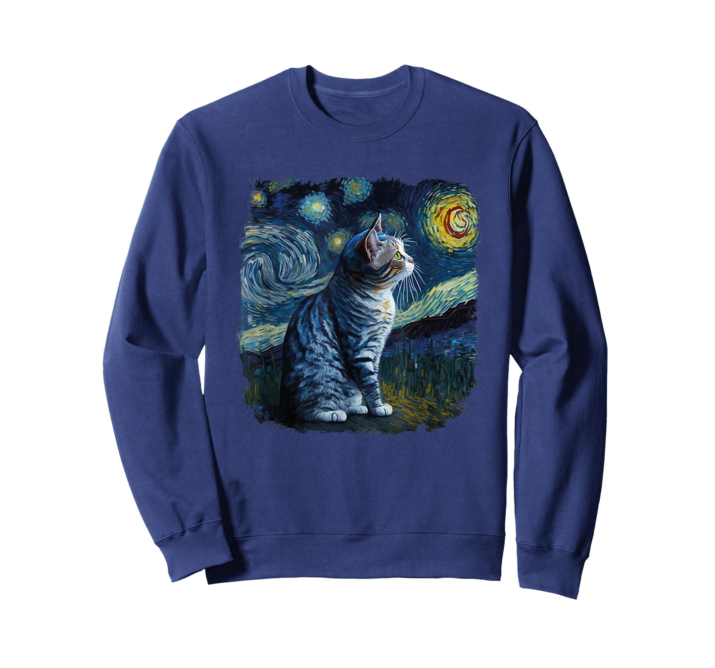 Funny Van Gogh Starry Night Cat American Shorthair Cat Lover T-Shirt