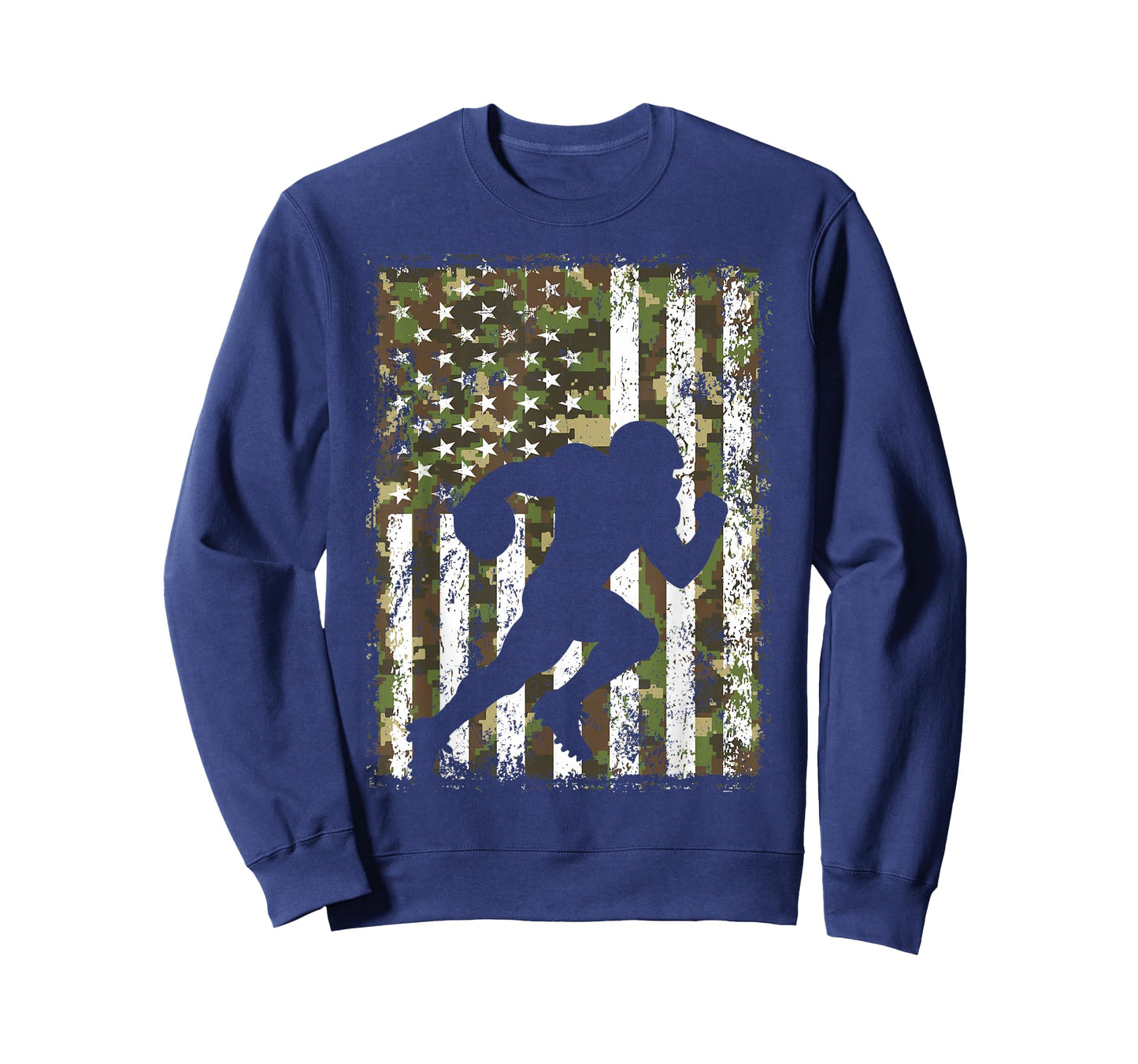 Vintage American Football Player Camo US Flag Patriotic Men T-Shirt