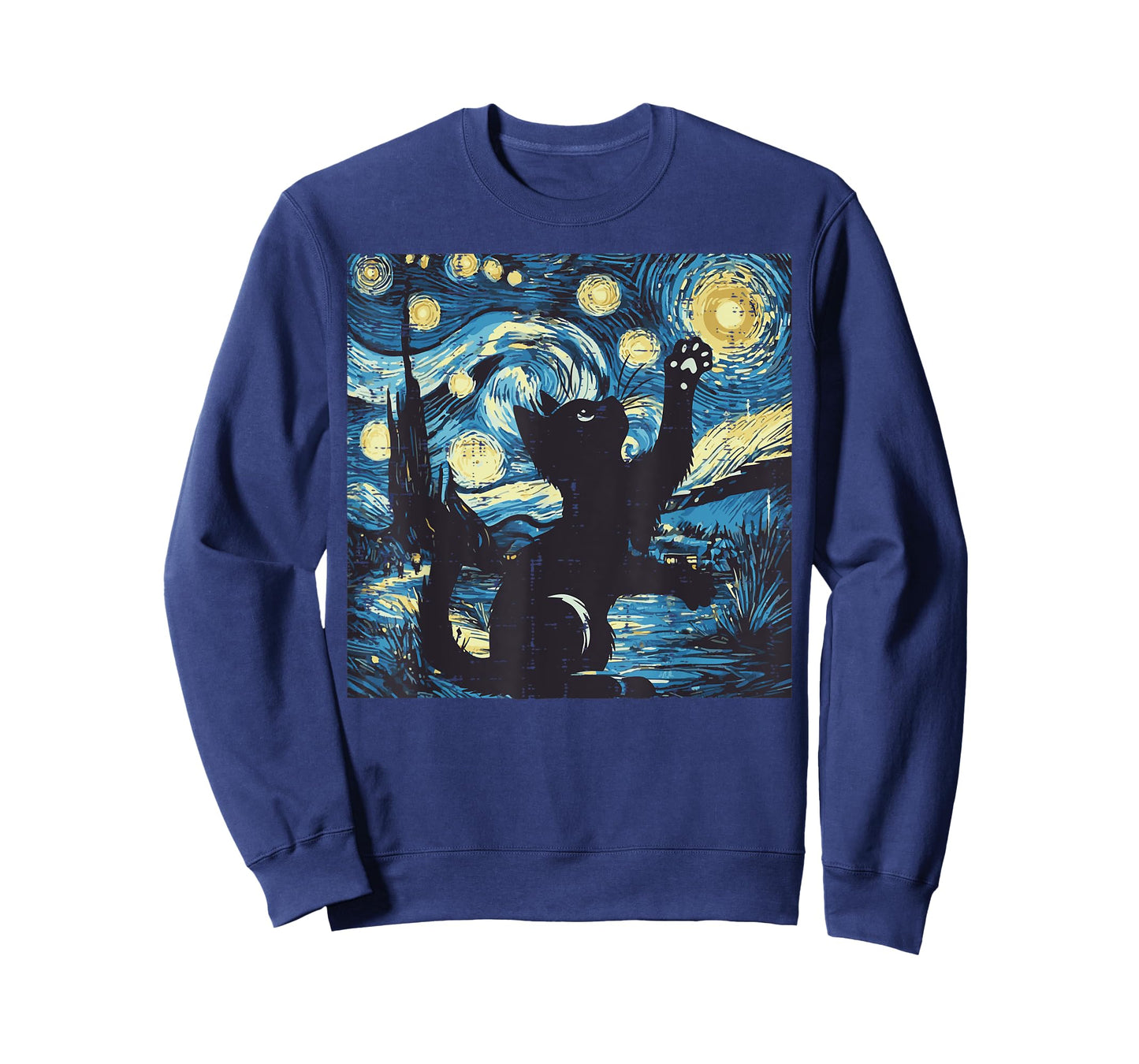 Cat Starry Night Painting Funny Van Gogh Art Men Women Kids T-Shirt