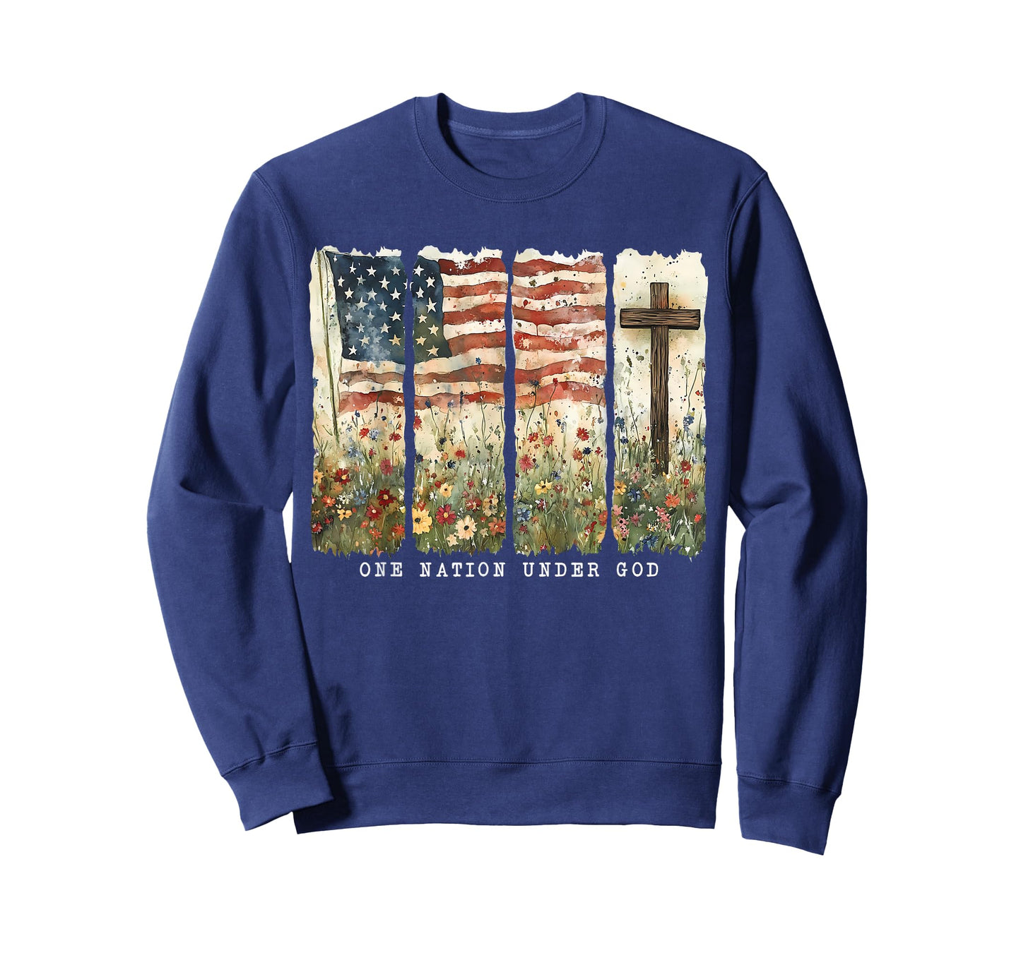 One Nation Under God Flag 4th of July Patriotic Christian T-Shirt