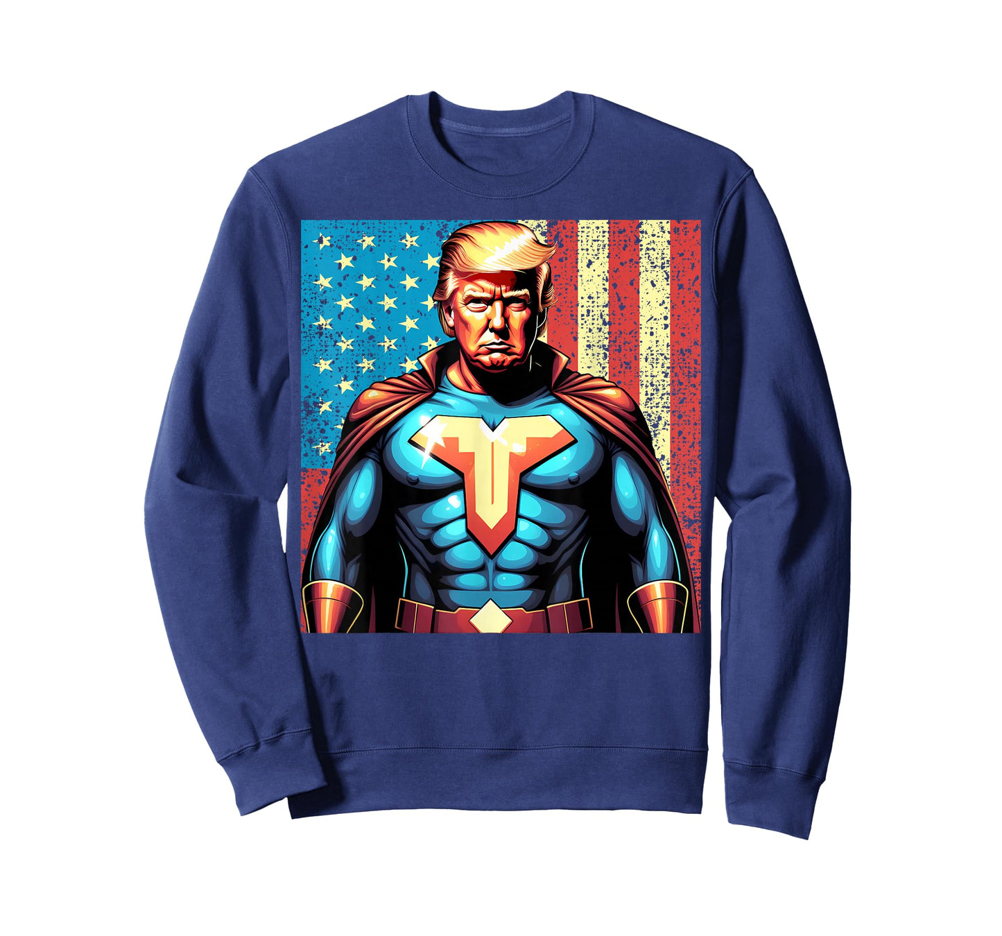 Donald Trump 2024 Superhero Distressed American Flag T-Shirt