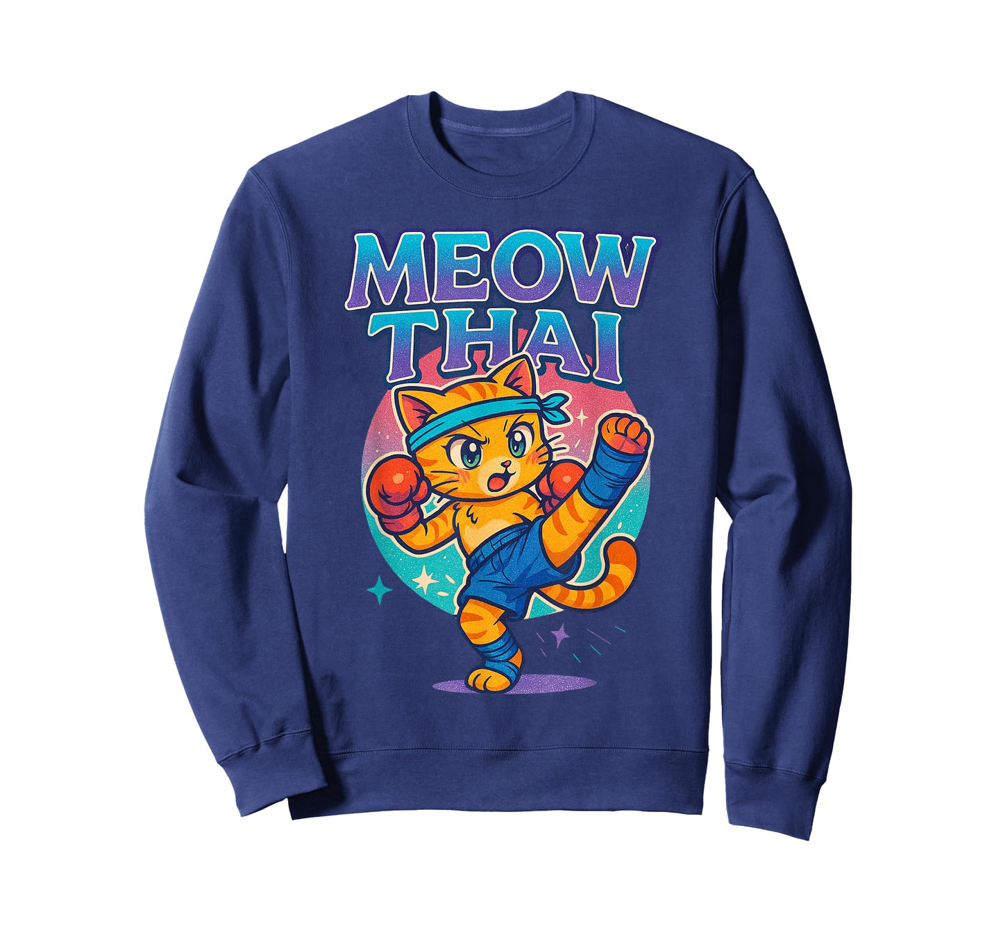 Funny Meow Thai Muay Thai Cat Fighter Pun Dad Joke T-Shirt