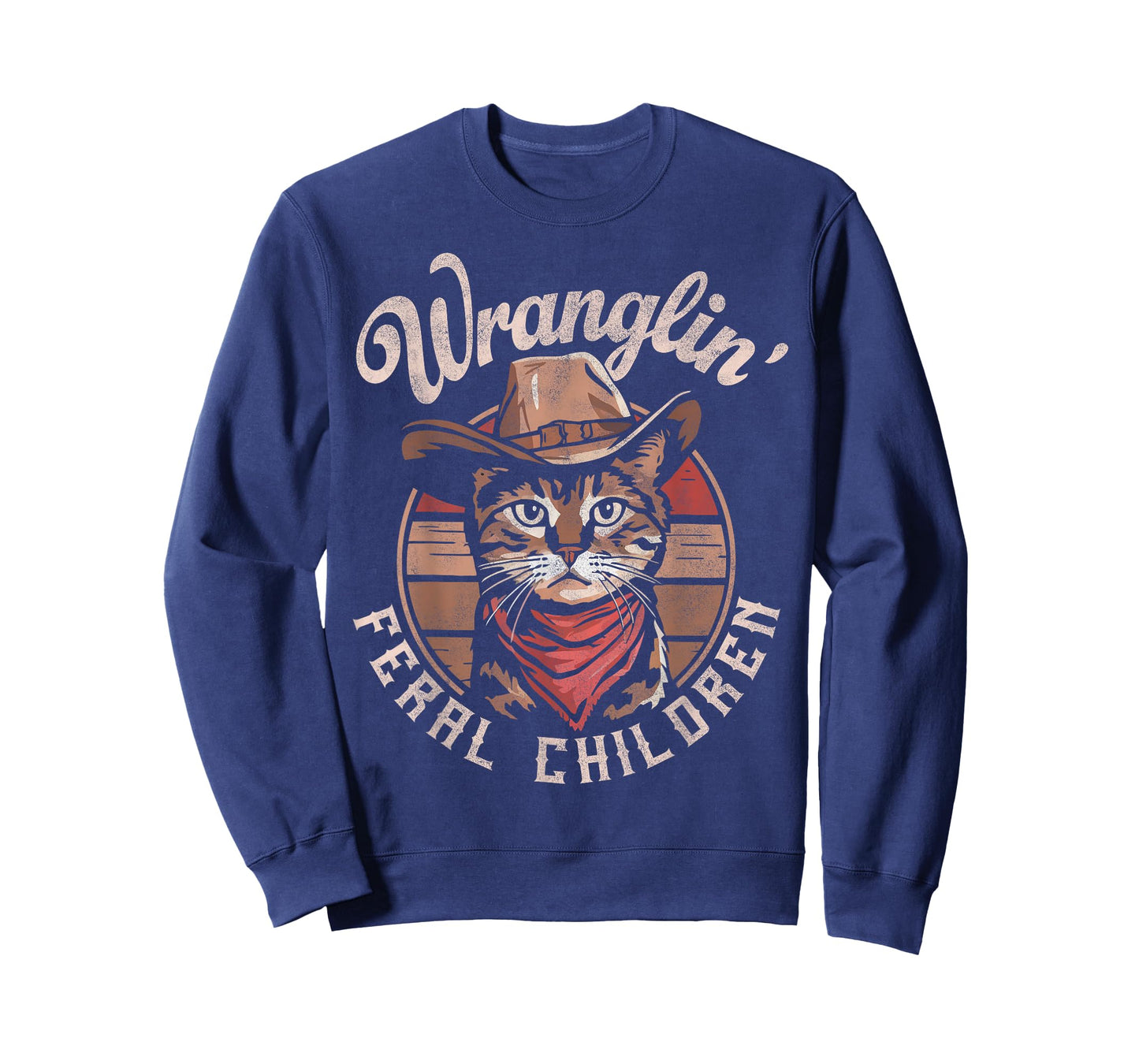 Wranglin' Feral Children Retro Cowboy Cat 90s Western Mom T-Shirt