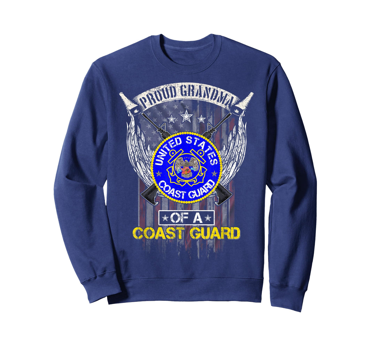 Vintage USA American Flag Proud Grandma Of A US Coast Guard T-Shirt