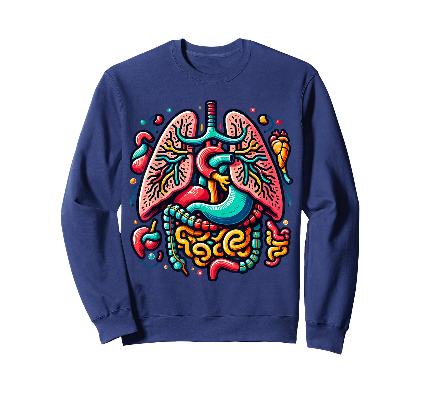 Colorful Human Body Anatomy Illustrated Internal Organs Art T-Shirt