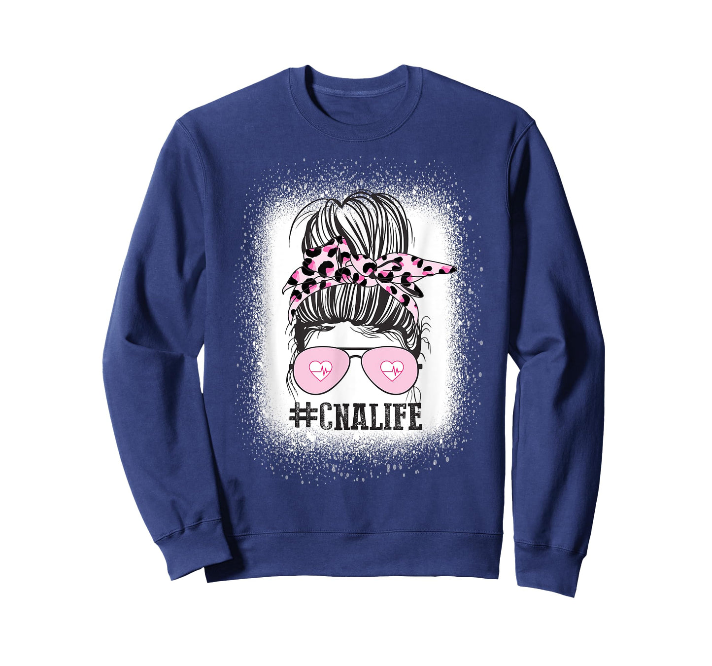CNA Nurse Life Shirt, Bleached Messy Bun Nurse Leopard T-Shirt