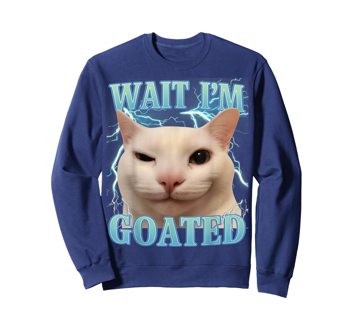 Wait I'm Goated Cat Silly Funny Cat Meme Men Women Graphic T-Shirt