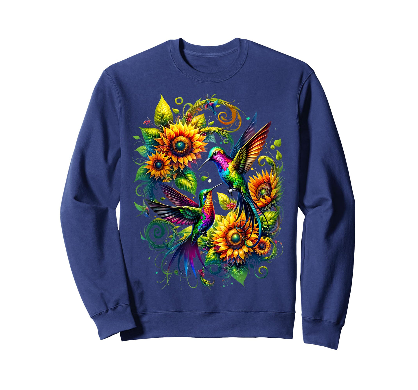 Colorful Hummingbird Sunflower Birds Watching Art Women Men T-Shirt