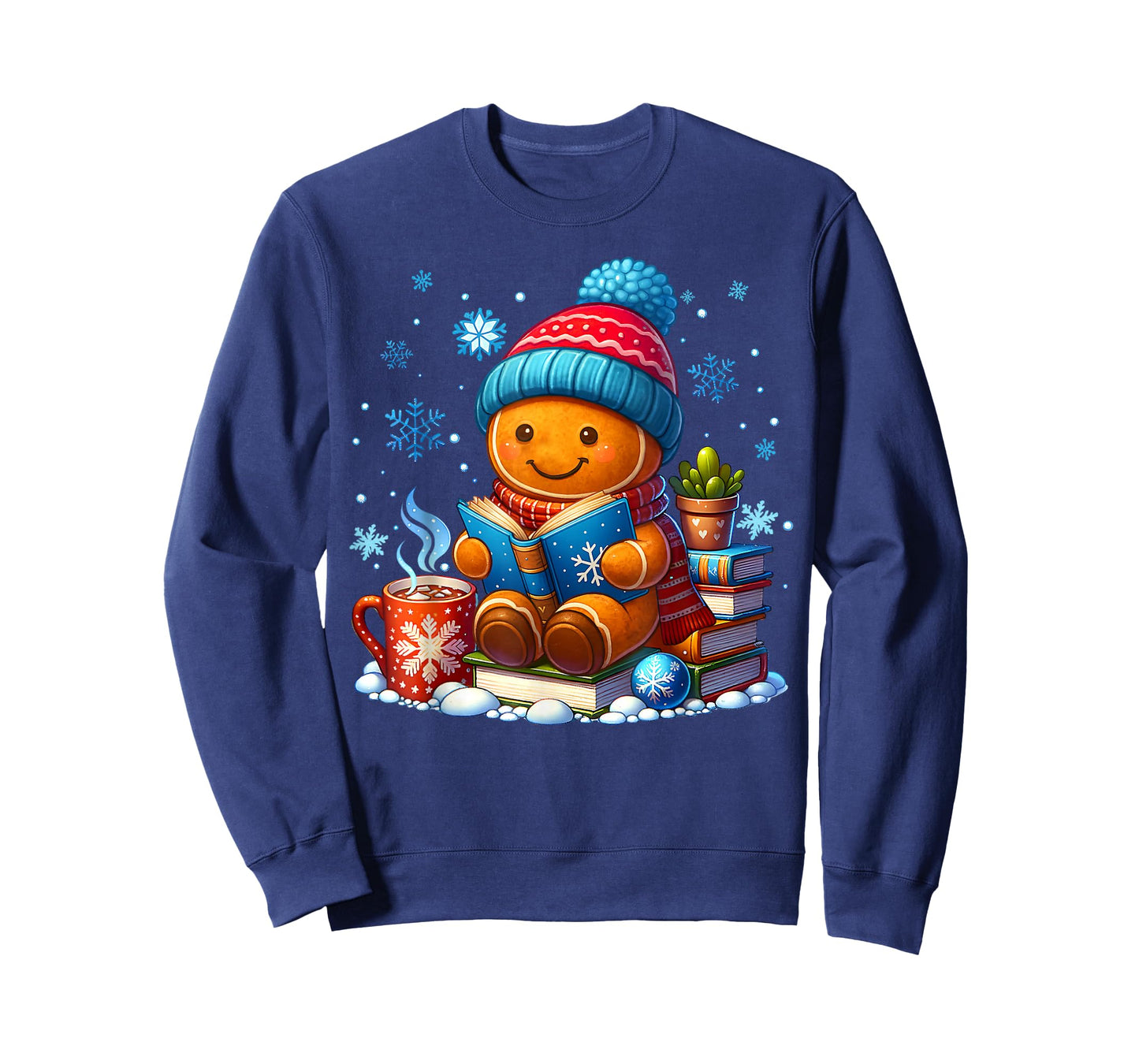 Gingerbread Reading Book Snowflake Christmas Pajamas Holiday T-Shirt