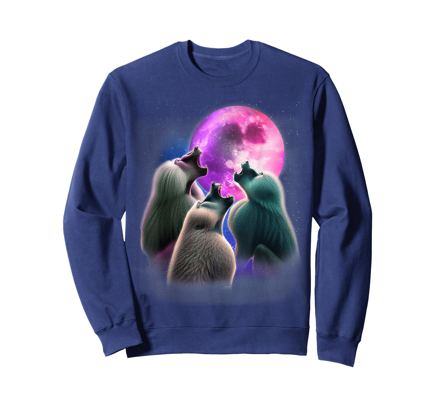3 Baboons Howling At The Moon Funny Baboon Monkey Lover T-Shirt