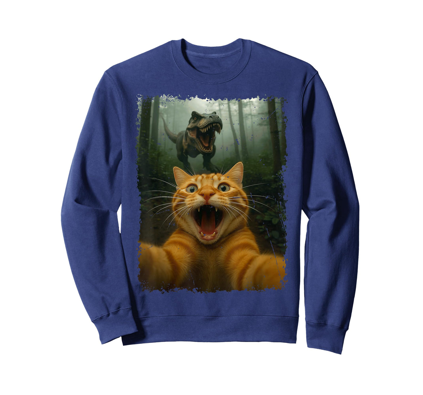Funny Cat Selfie with T-Rex Dinosaur T-Shirt