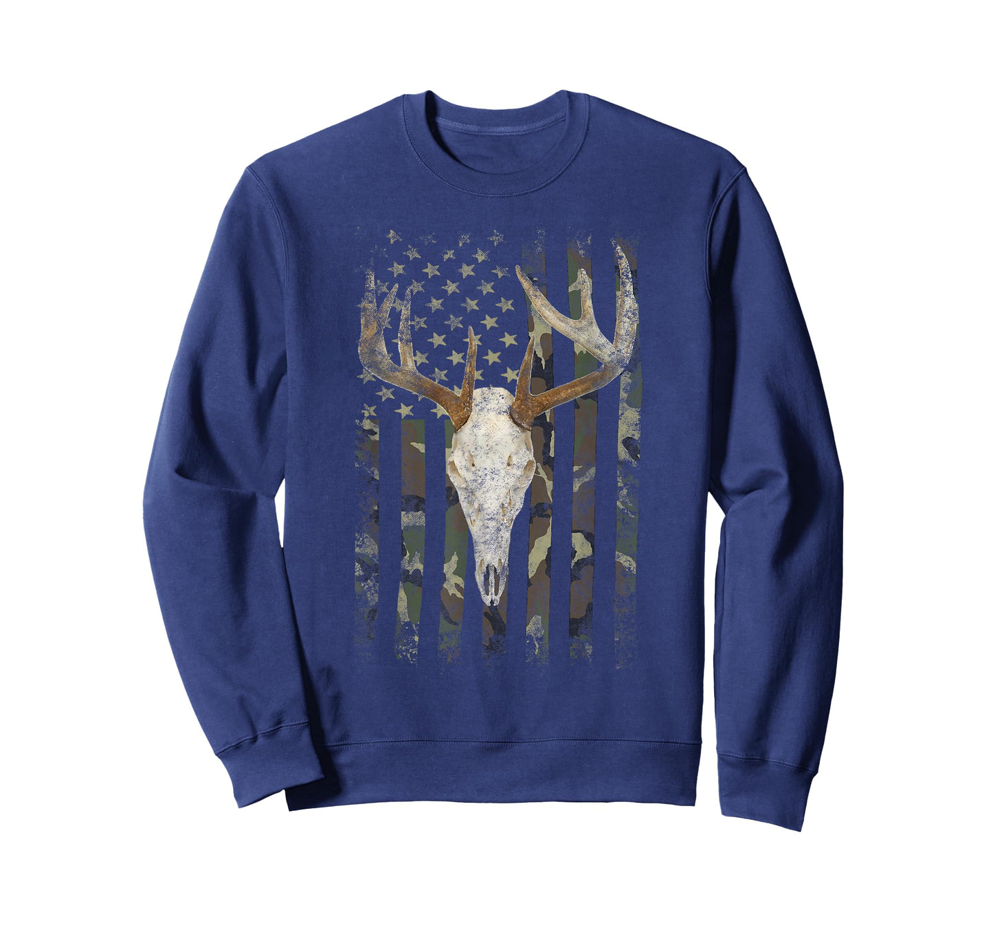 Deer Hunting Skull American Camo USA Flag Whitetail Buck T-Shirt
