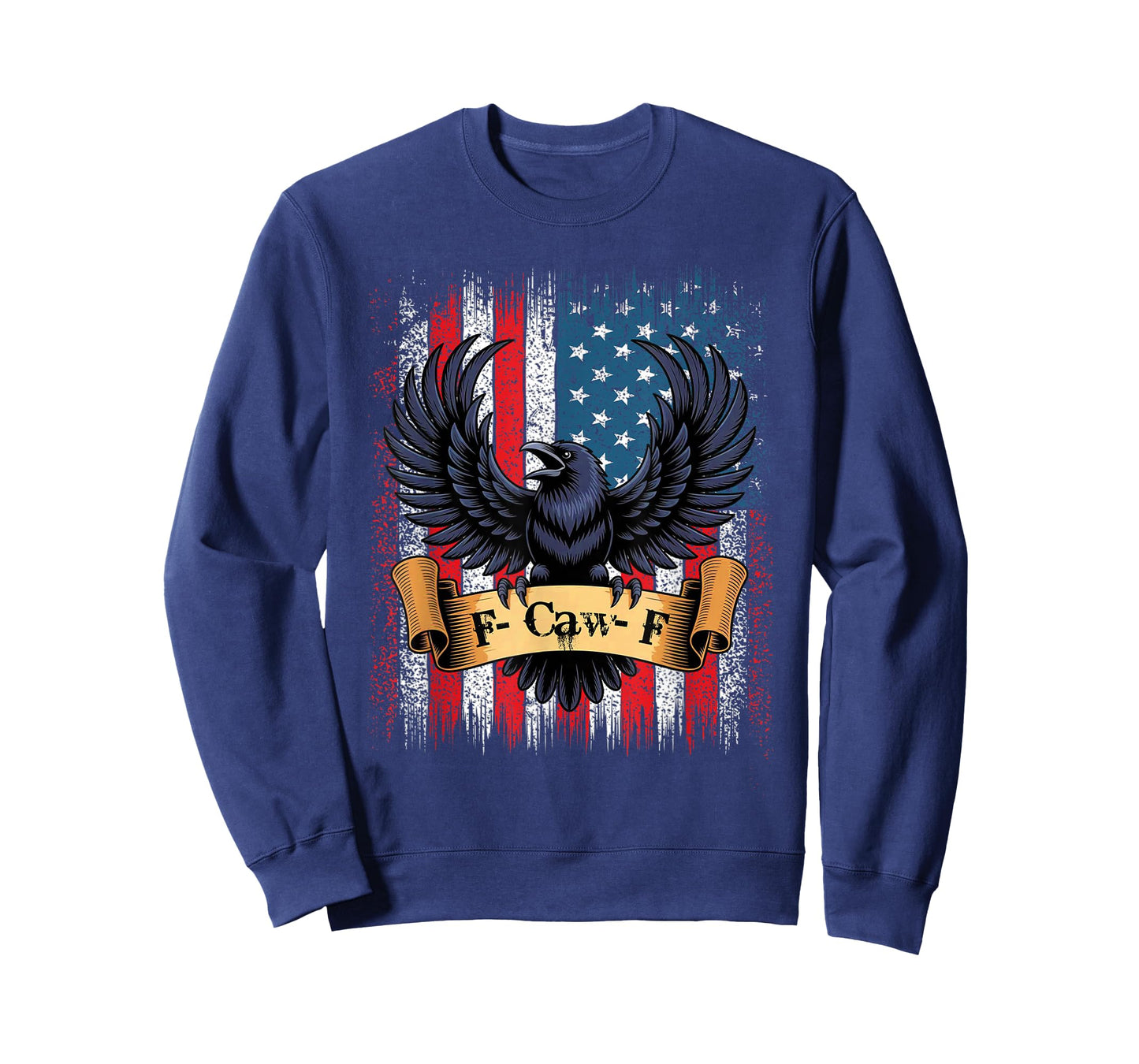 F-Caw-F Black Crow Black Bird Retro USA Flag Vintage F-Caw-F T-Shirt